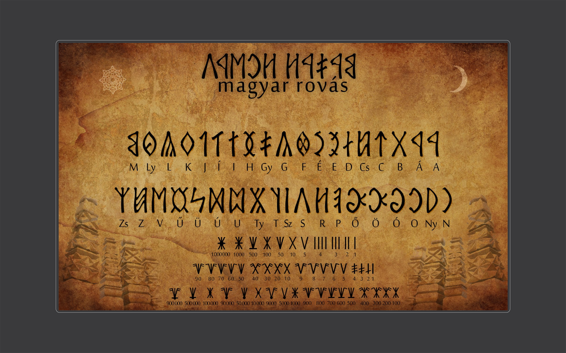 General 1920x1200 Hungarian ancient alphabet numbers digital art frame simple background
