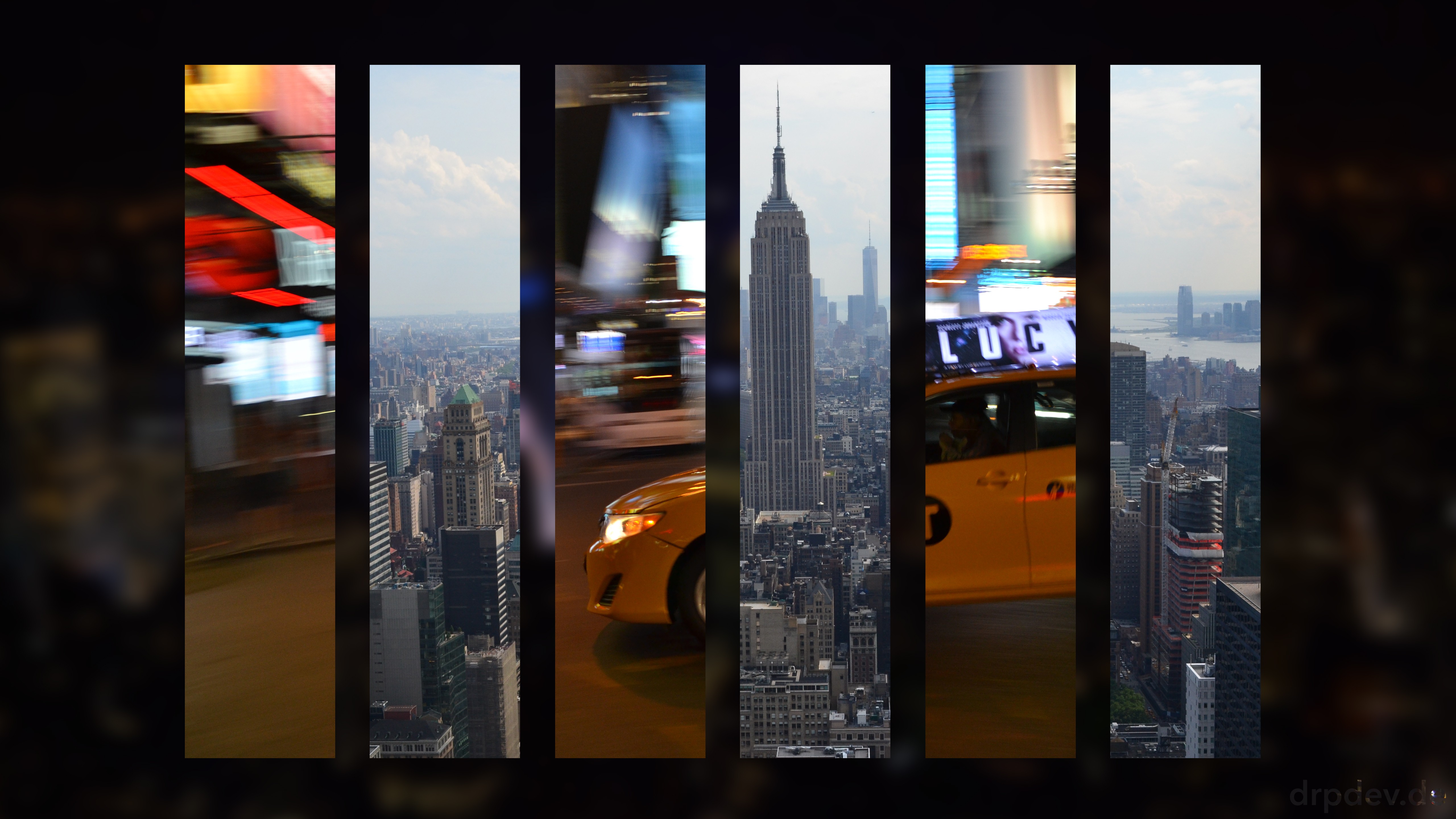 General 5120x2880 New York City taxi skyline collage USA