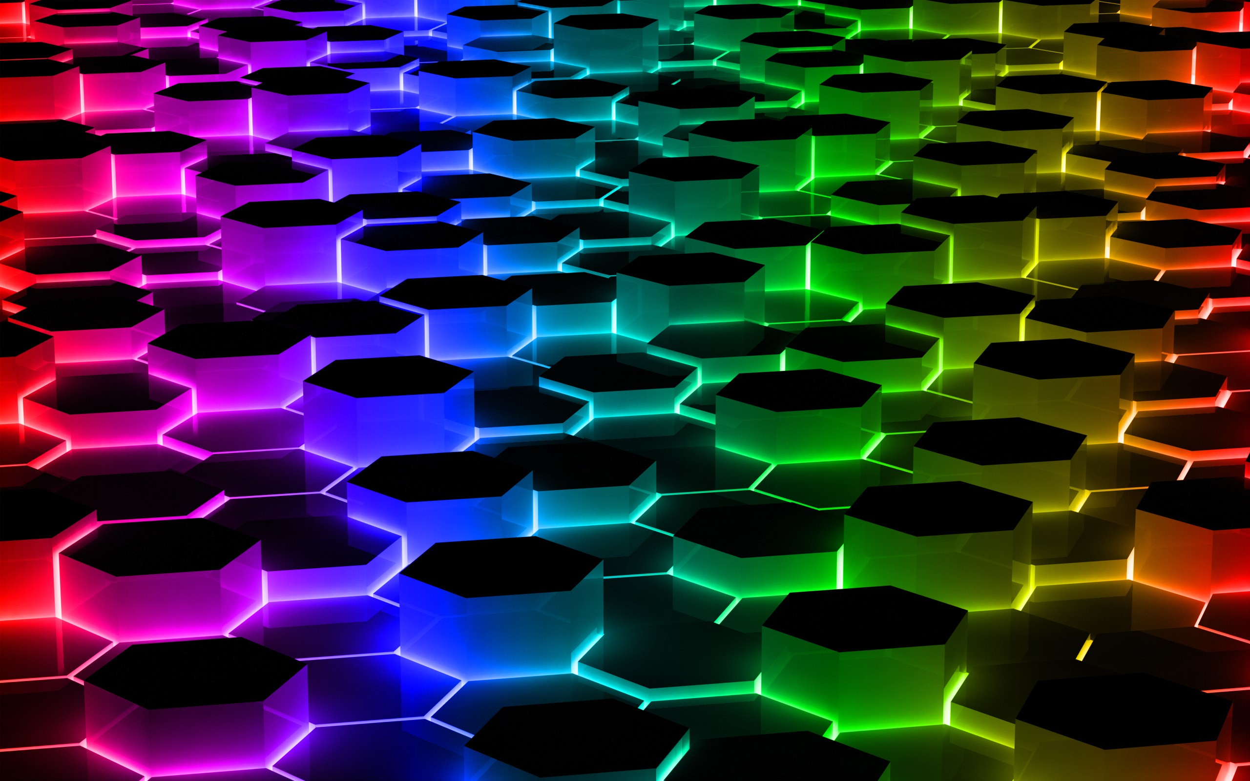 General 2560x1600 abstract hexagon shapes colorful CGI digital art digital glowing