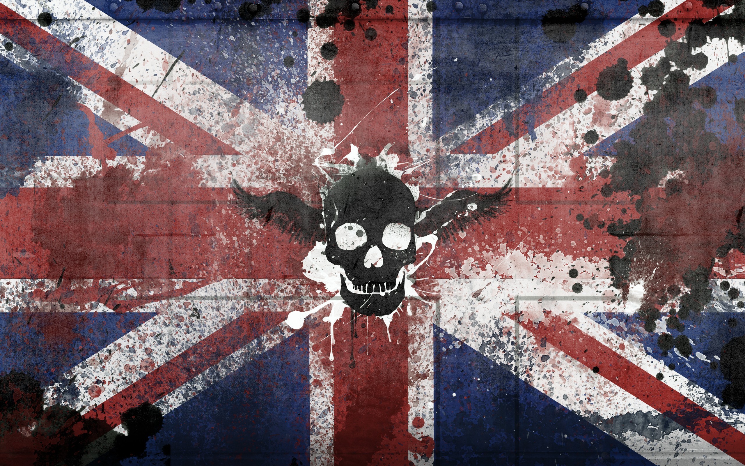 General 2560x1600 flag UK skull British flag artwork grunge