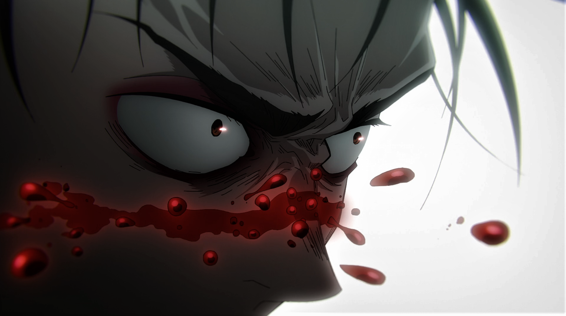 eyes, Jujutsu Kaisen, Choso (Jujutsu Kaisen), blood, scars, angry, white  background, anime, Anime screenshot, anime boys, closeup, simple background