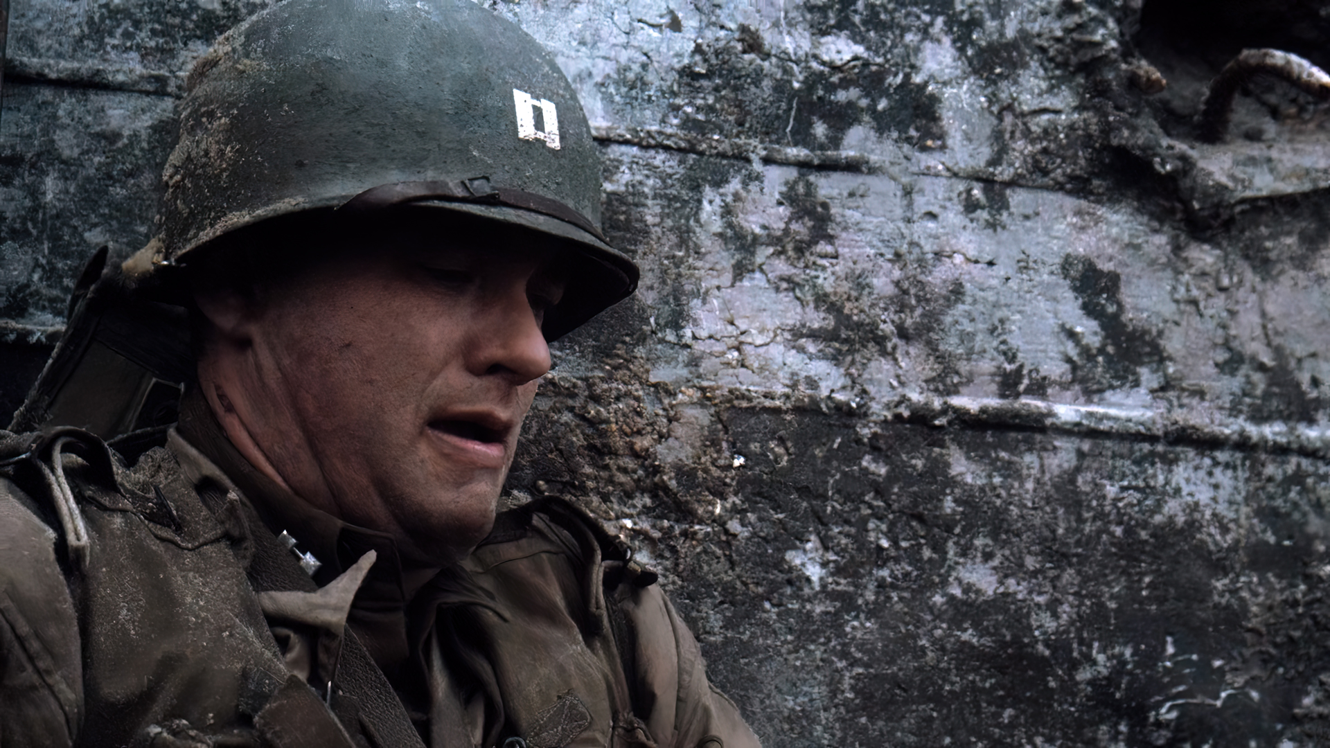 People 1920x1080 Saving Private Ryan movies film stills Tom Hanks actor helmet World War II D-Day soldier Steven Spielberg
