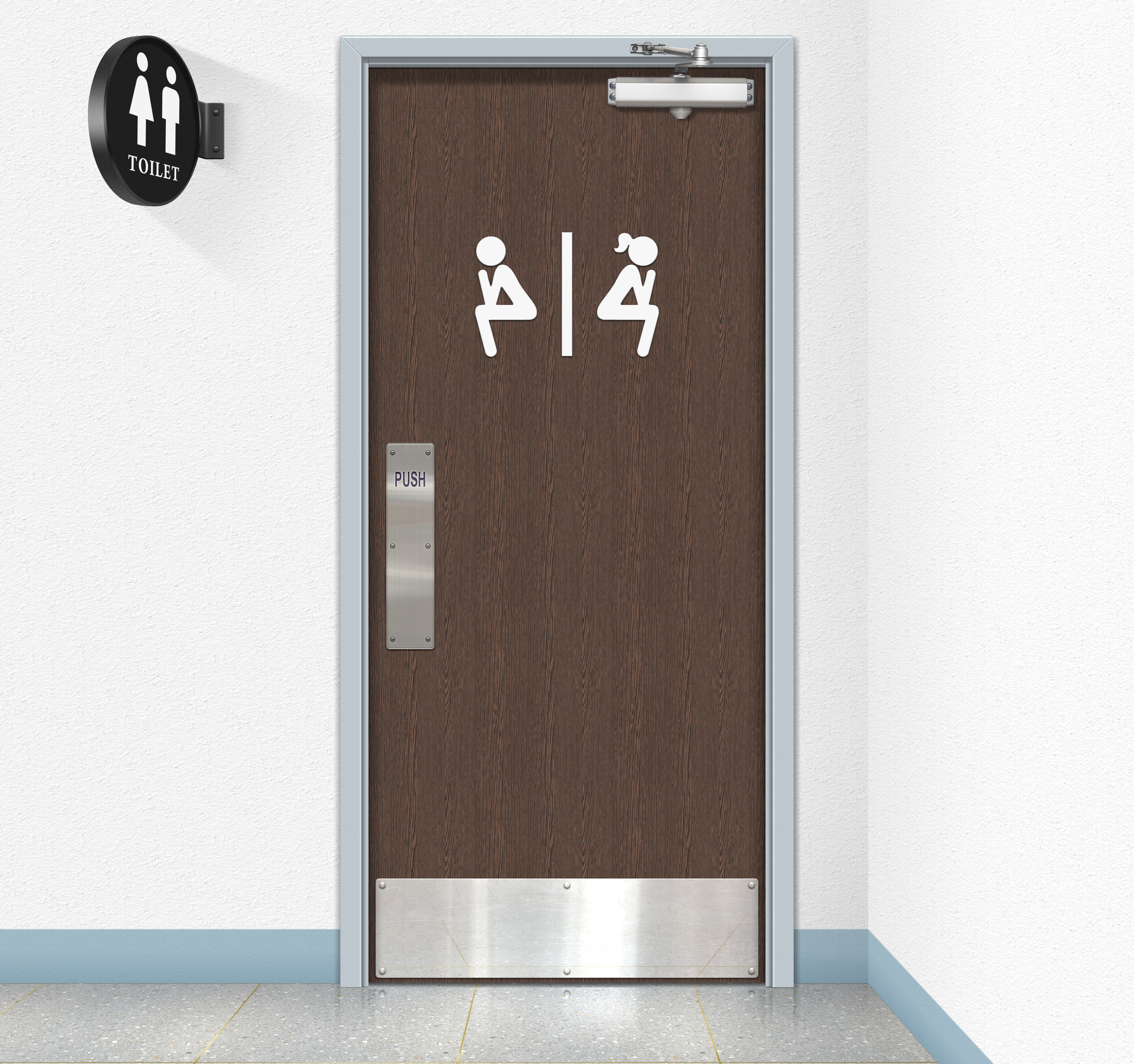 General 3200x3000 public restroom toilets humor sign door