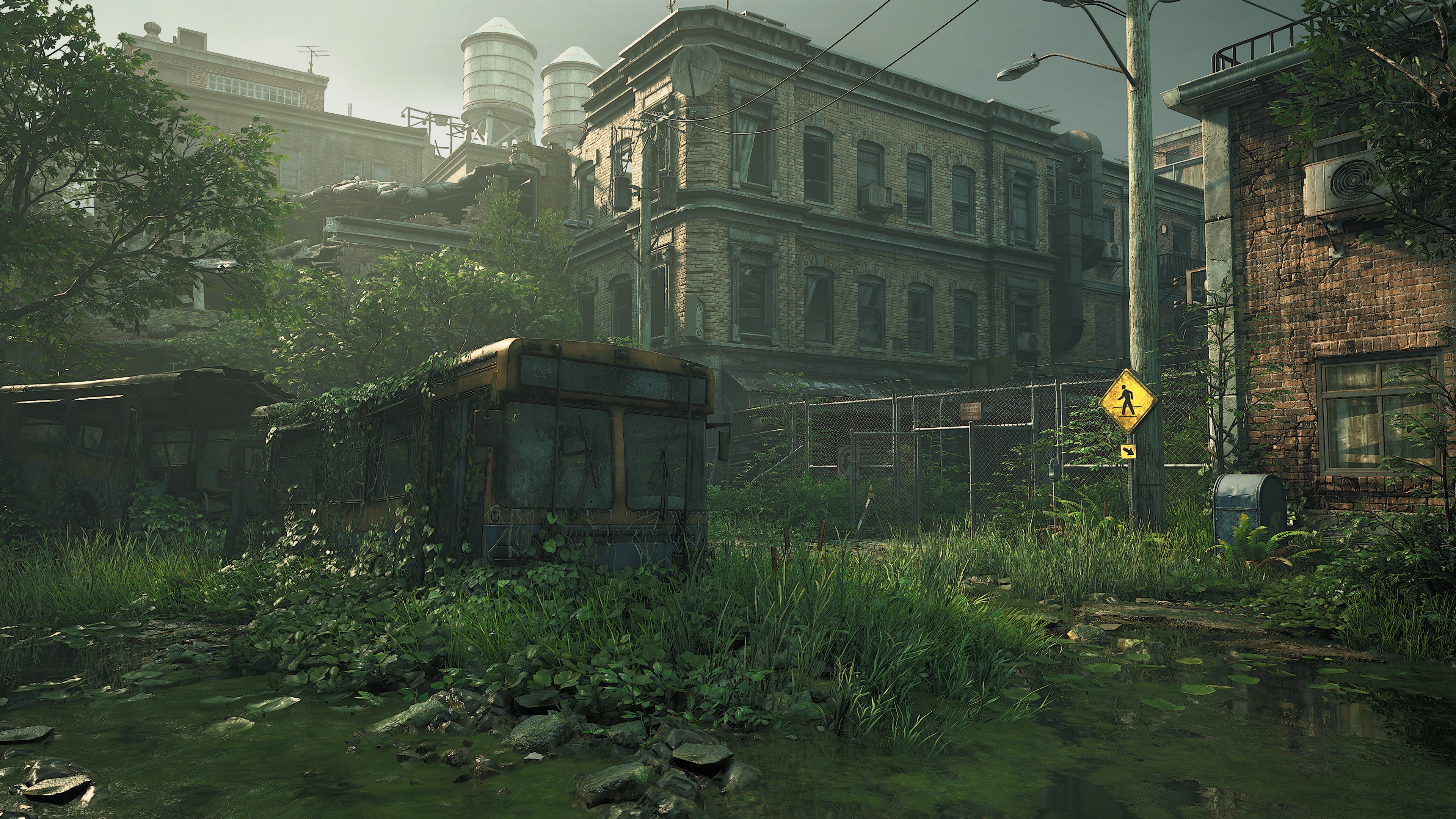 General 3840x2160 The Last of Us PC gaming overgrown zombie apocalypse video games leaves rocks building ruins digital art