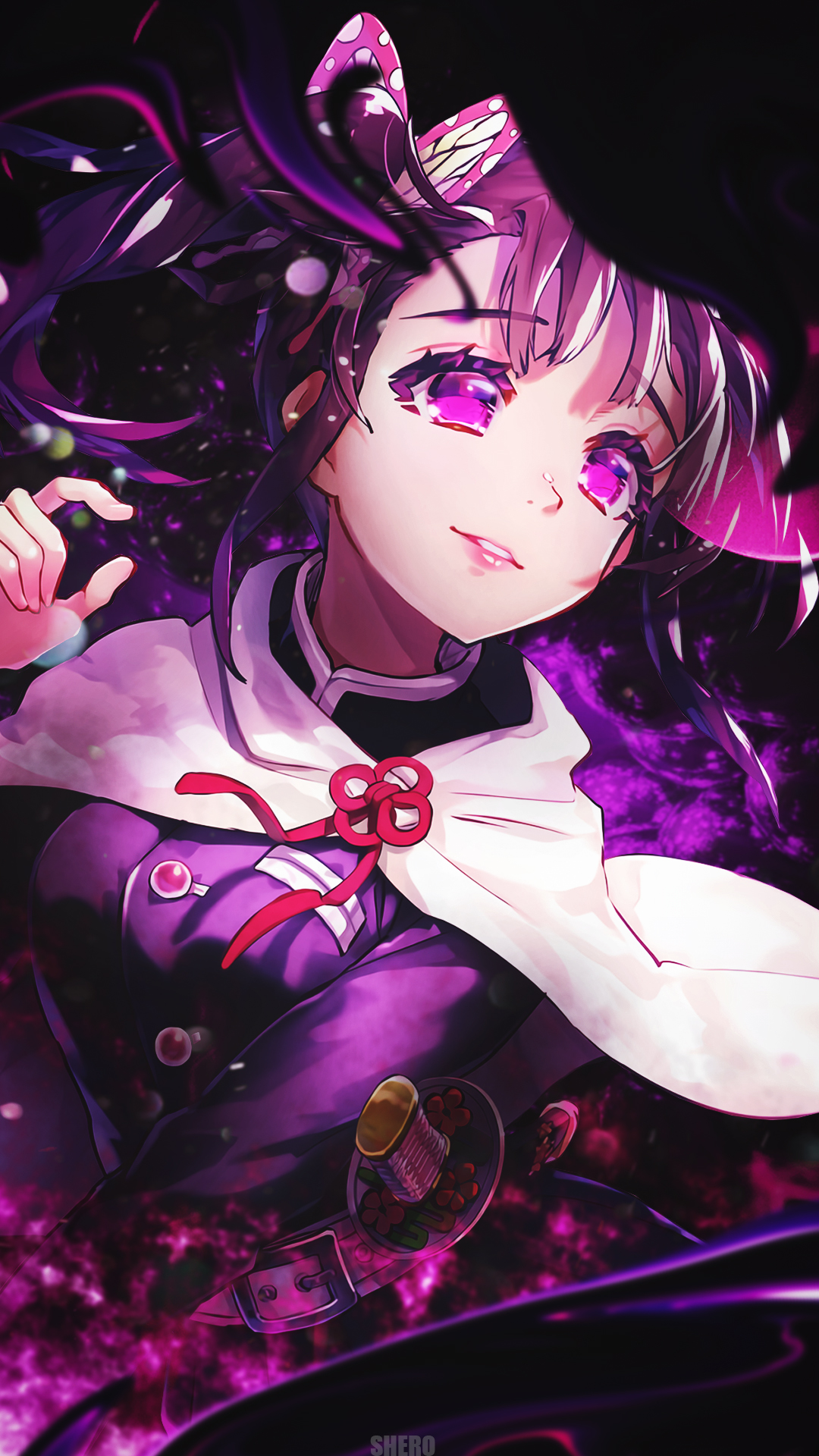 Anime 1080x1920 anime Kimetsu no Yaiba anime girls purple background hunter signature portrait display