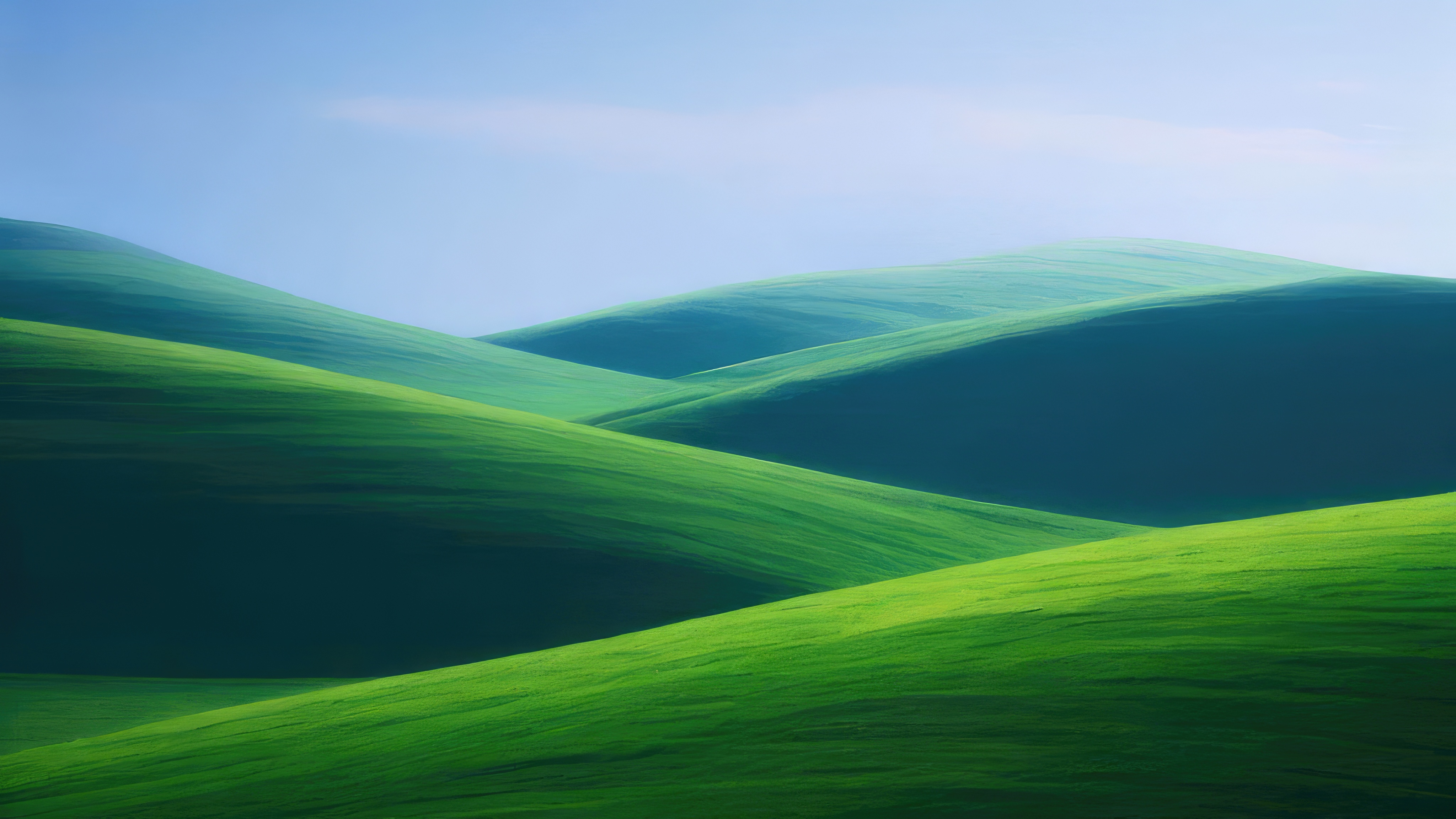 General 4096x2304 AI art landscape Windows XP bliss hills nature symmetry field simple background