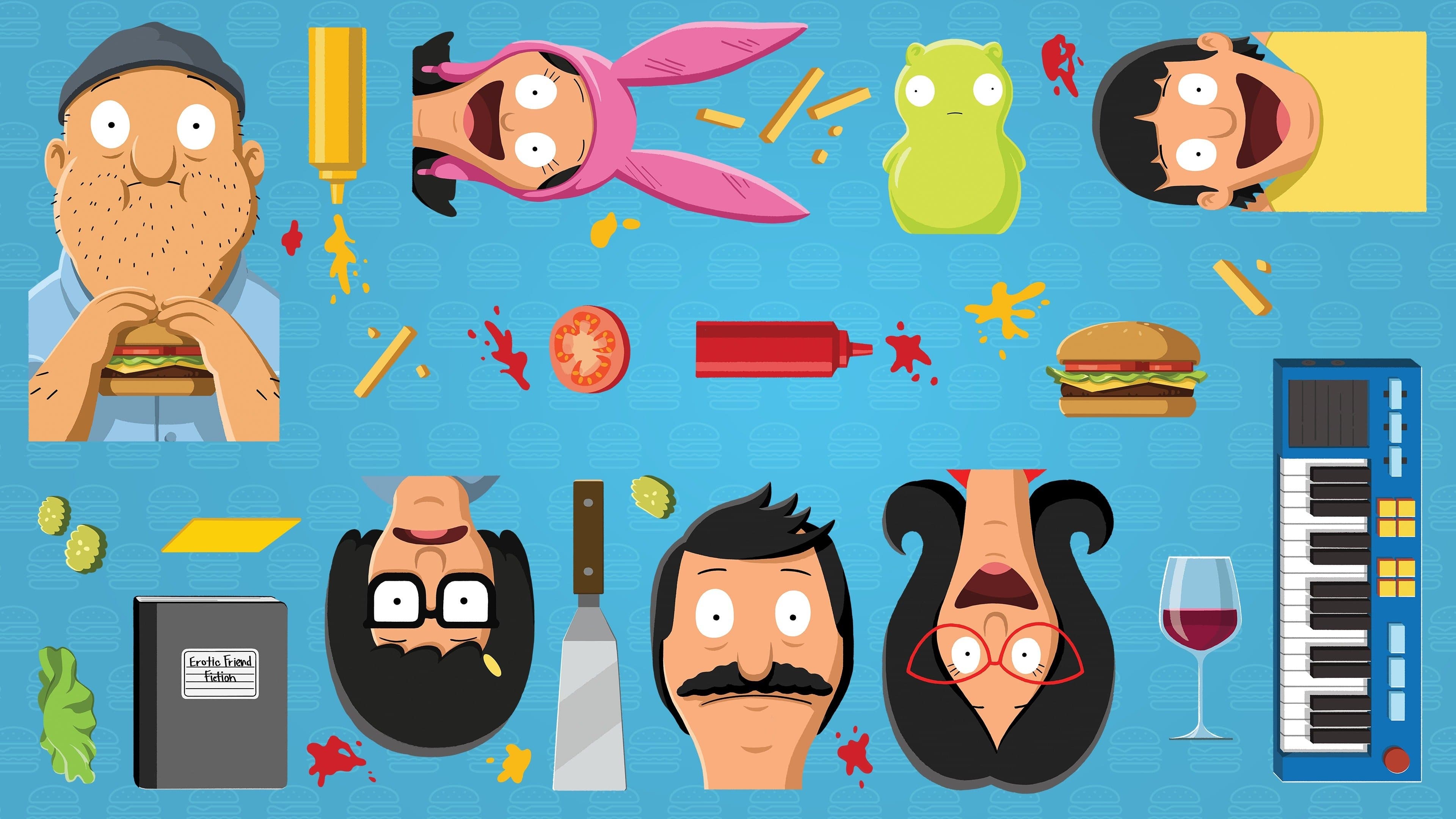 General 3840x2160 Bob Belcher Tina Belcher Louise Belcher Gene Belcher Lynda Belcher Bob's Burgers digital art