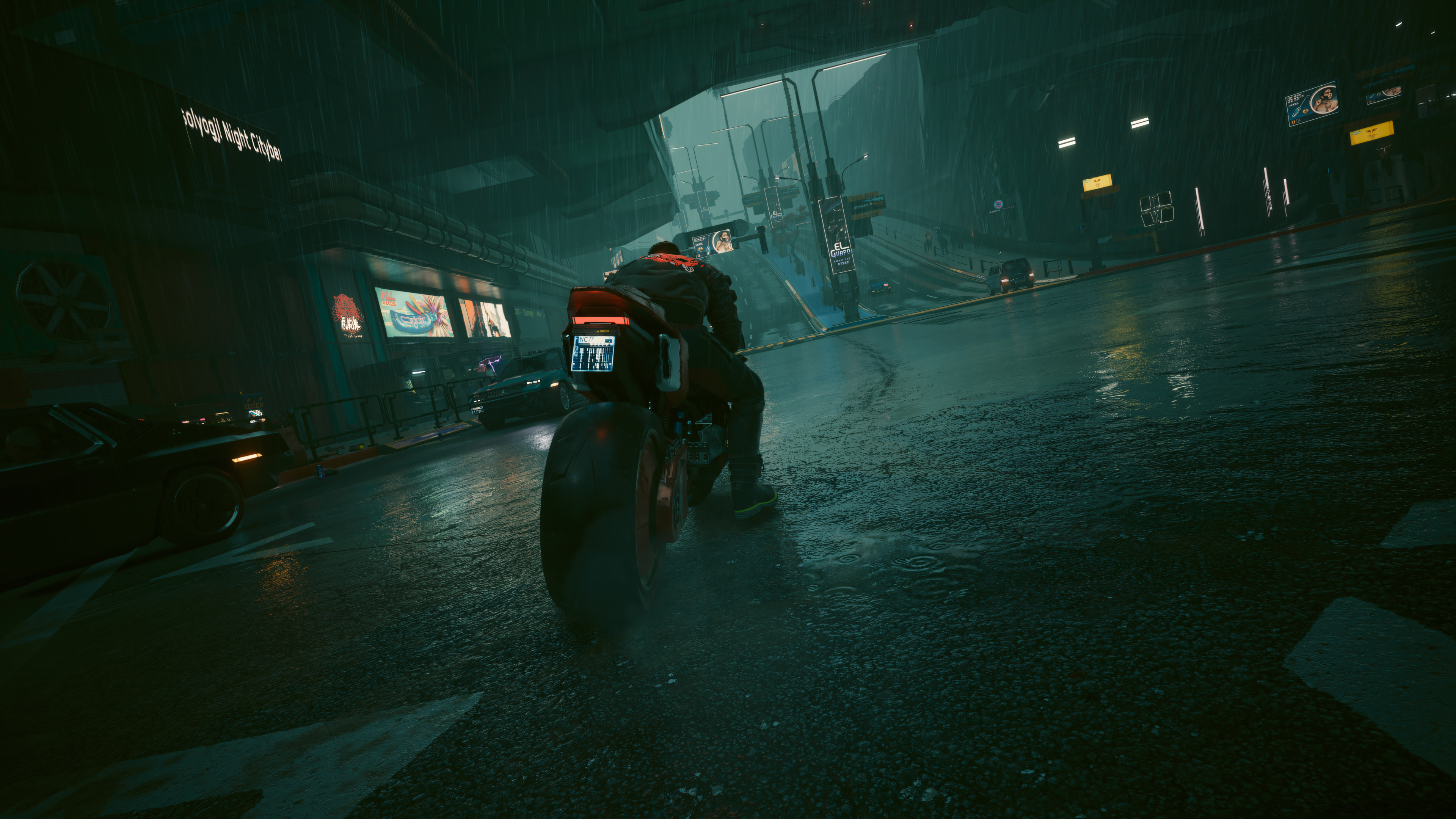 General 3840x2160 burnout motorcycle rain wet road Cyberpunk 2077 Cyberpunk 2077 NPC video game art city video games car