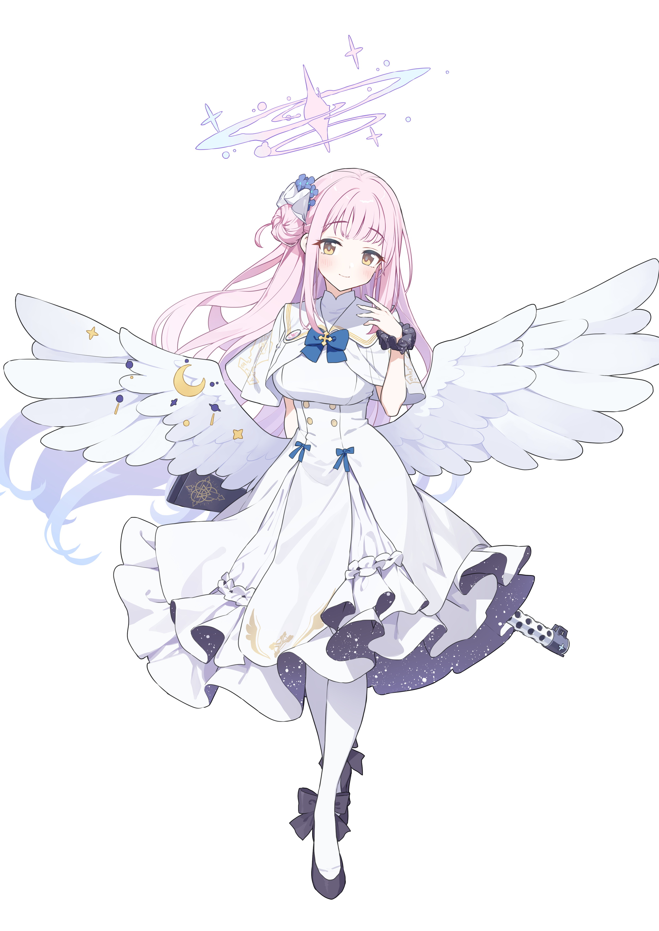 Anime 2508x3541 anime girls anime Blue Archive wings pink hair yellow eyes portrait display white background simple background minimalism Misono Mika