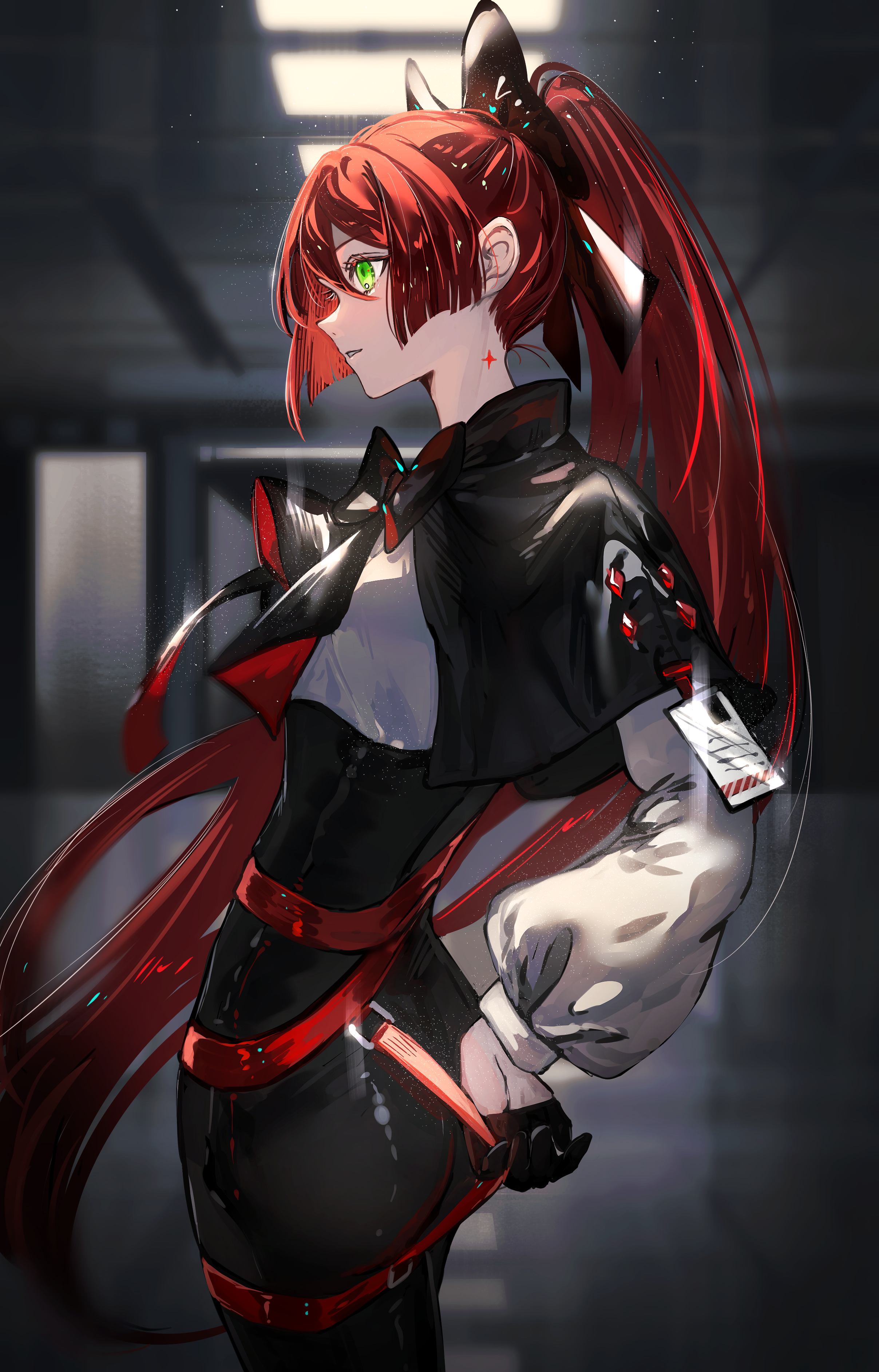 Beautiful anime girl Shakugan No Shana with long red hair and battle sword  in hand HD wallpaper download