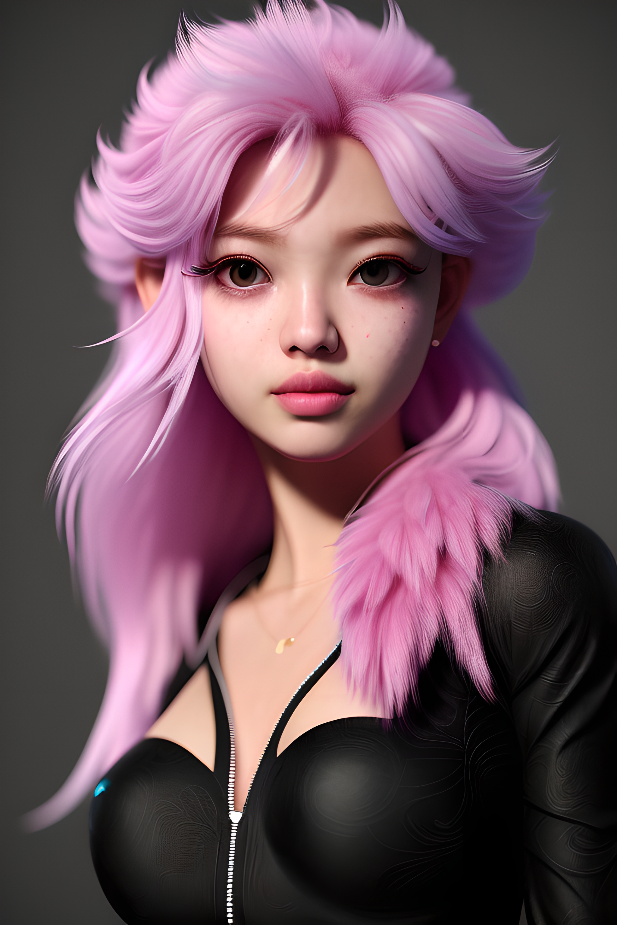 General 2048x3072 pink hair blushing fluffy clothes Stable Diffusion portrait display women Asian AI art looking at viewer