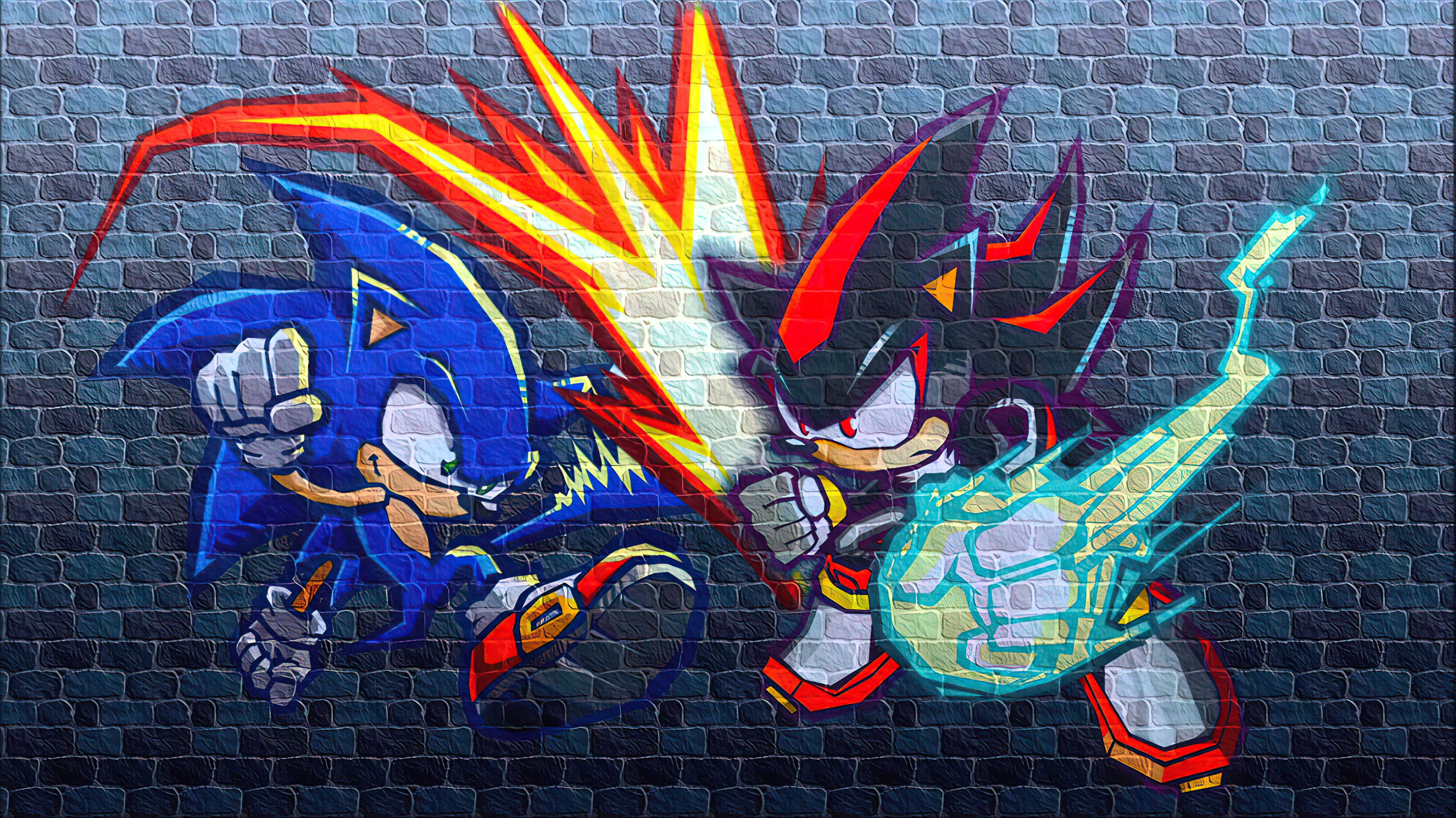 General 3840x2160 Sonic Sonic the Hedgehog sonic adventure 2 Shadow the Hedgehog video game art Sega video game characters PC gaming graffiti wall artwork