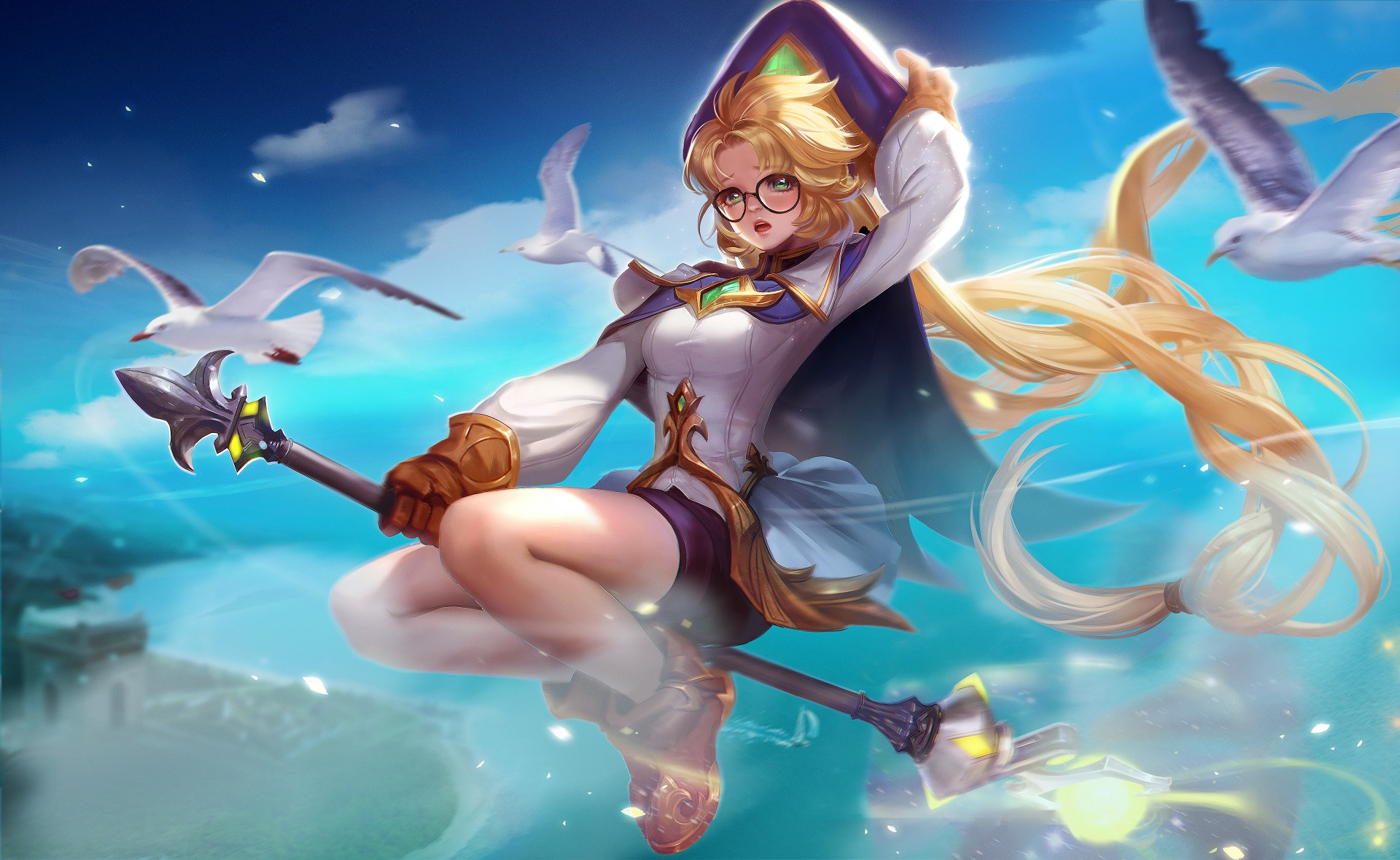 Anime 1920x1180 Arena of Valor video games video game art video game girls video game characters glasses birds