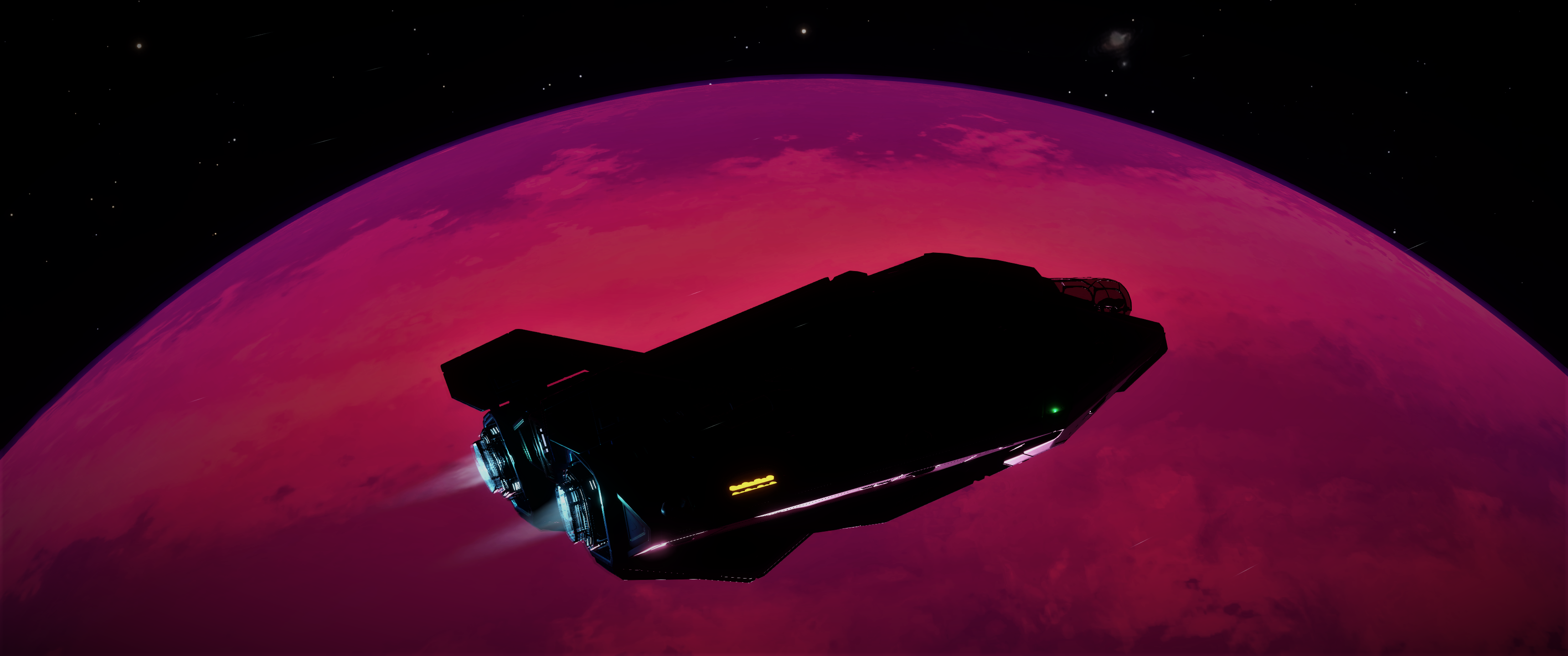 General 3440x1440 Elite: Dangerous ASP Explorer dark space red pink screen shot spaceship science fiction video games Frontier Developments