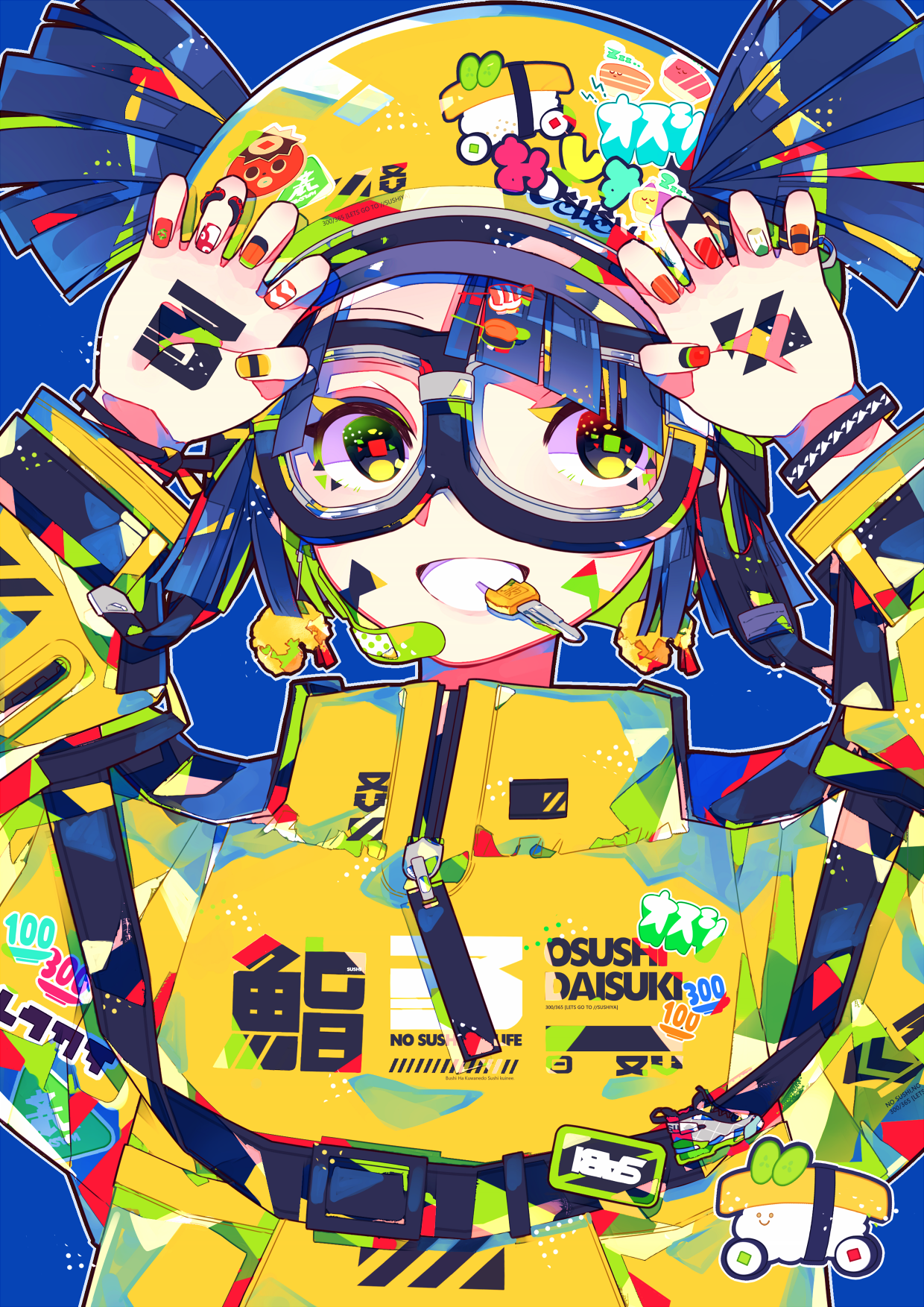 Anime 1240x1753 anime girls colorful goggles portrait display hat multi-colored eyes