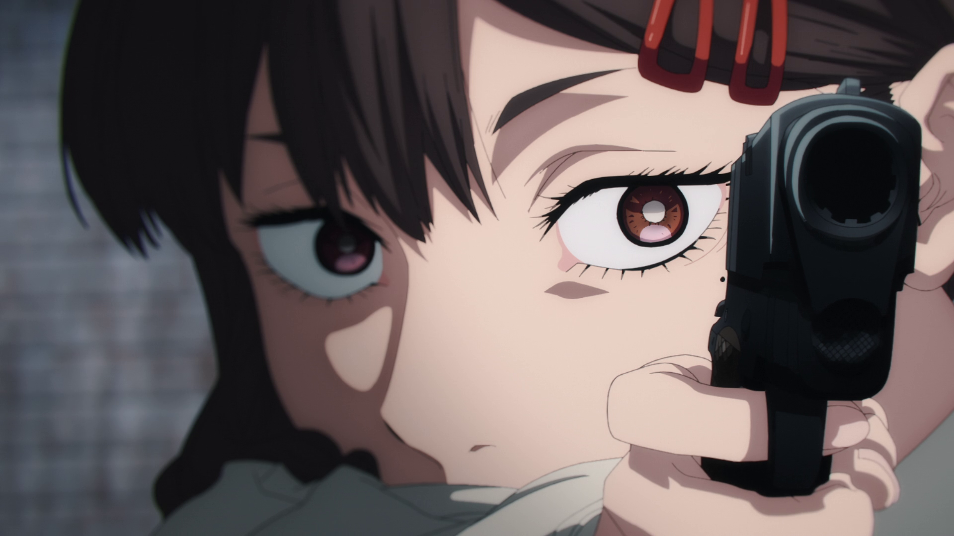 Anime 1920x1080 Chainsaw Man gun Anime screenshot girls with guns anime girls Kobeni (Chainsaw Man)