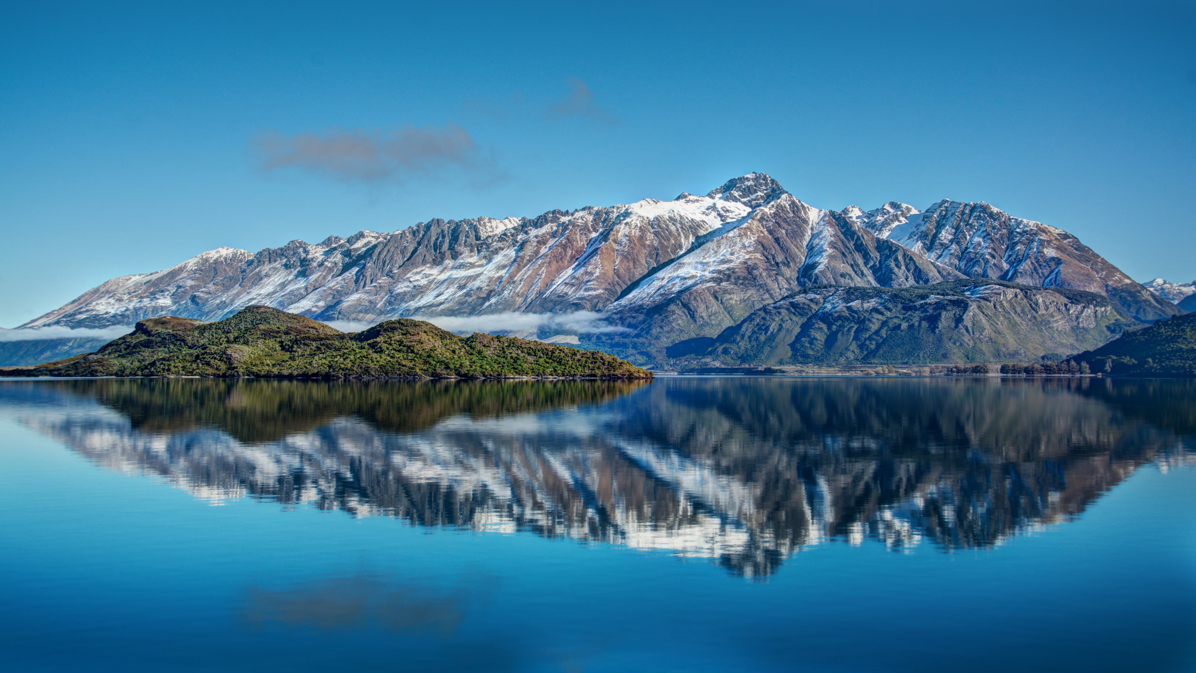 General 3840x2160 landscape 4K New Zealand nature water reflection snow mountains sky