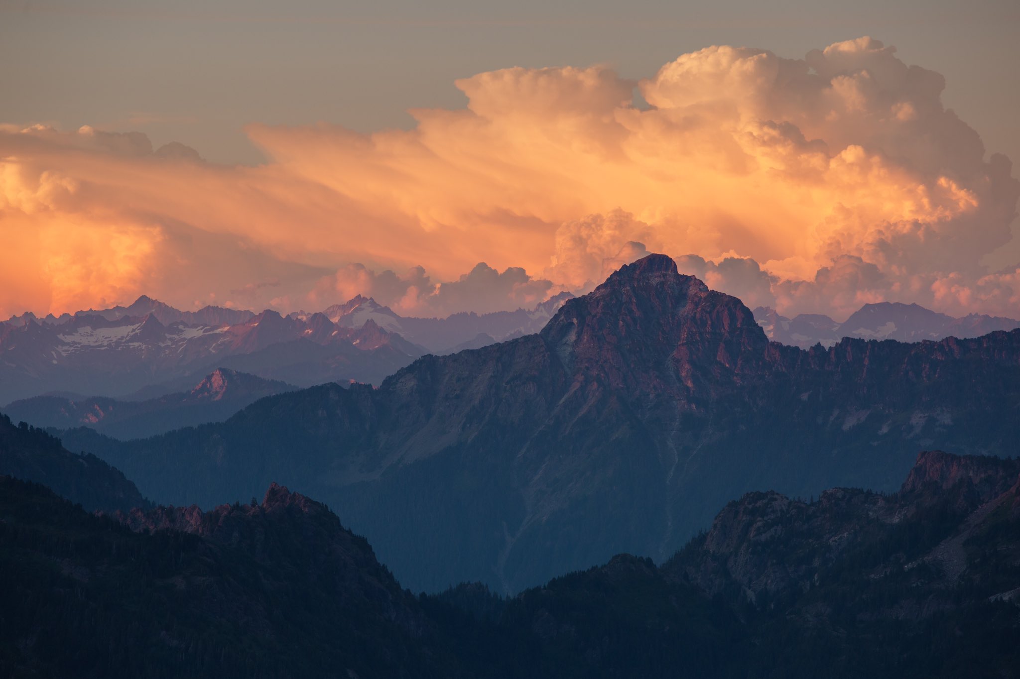 General 2048x1364 landscape nature mountains clouds sunset glow
