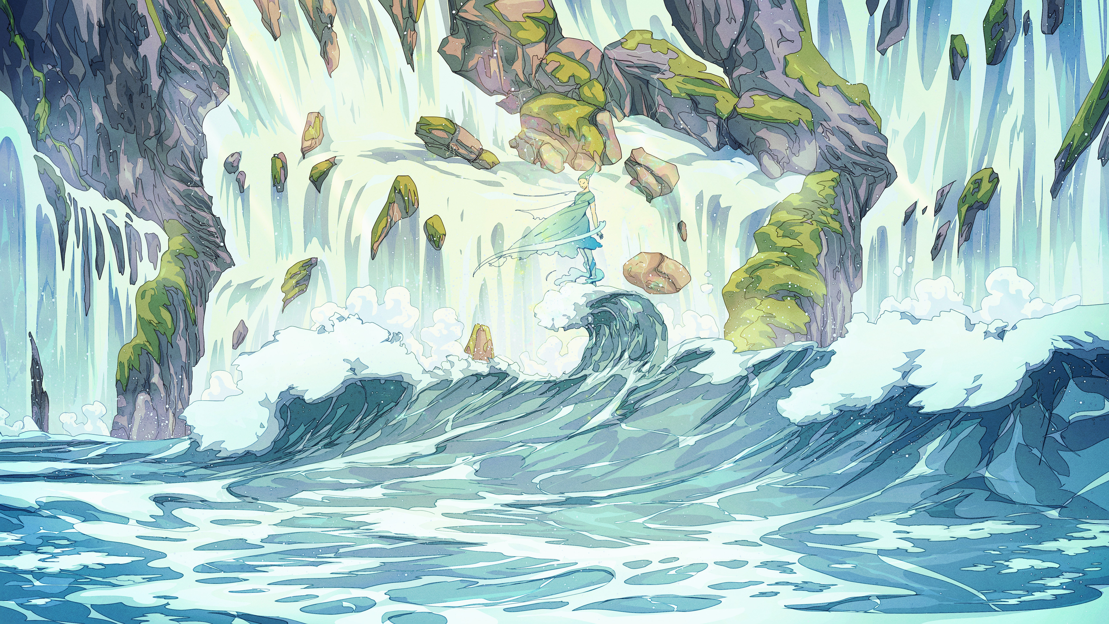 General 3840x2160 Christian Benavides digital art fantasy art waterfall water nature artwork landscape