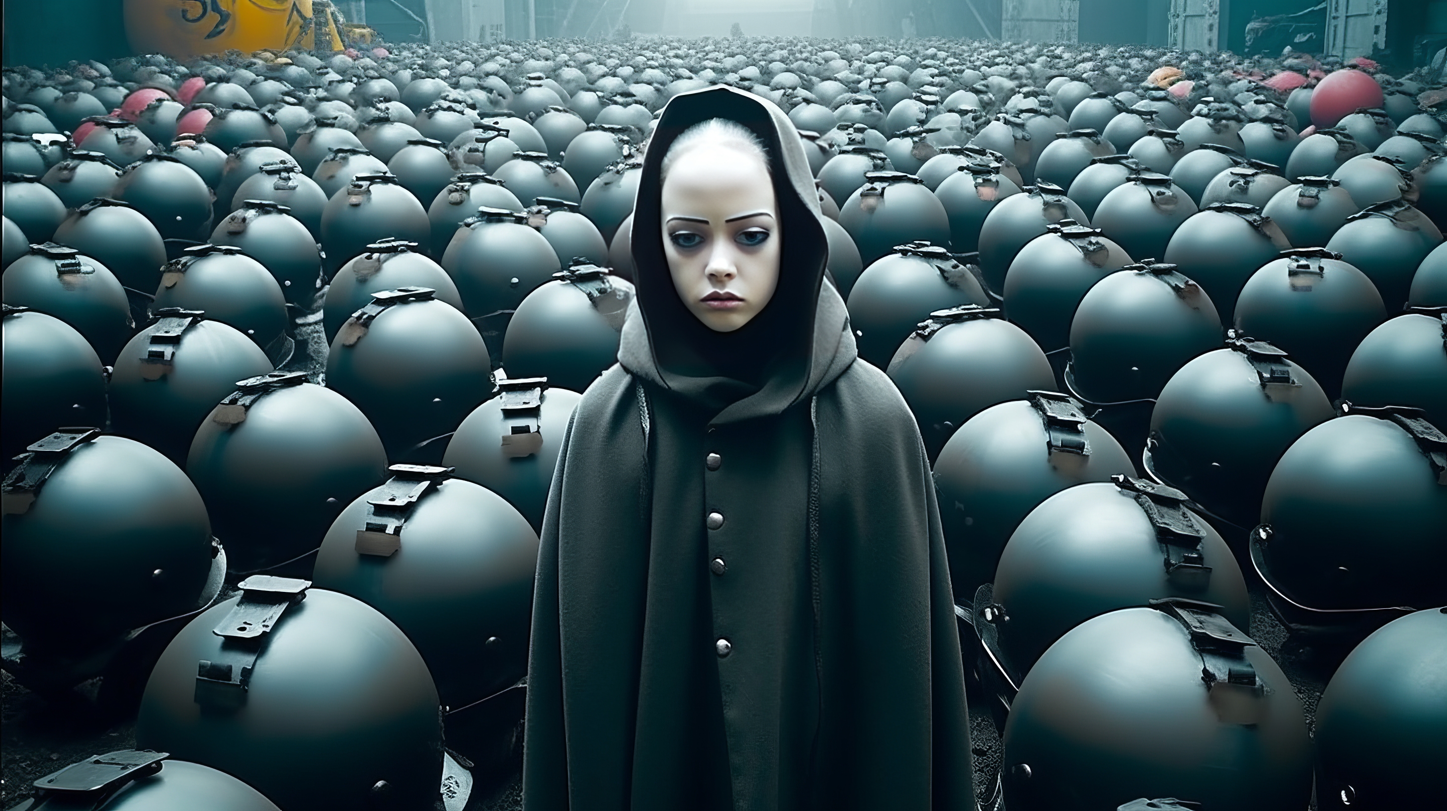 General 2912x1632 AI art science fiction dystopian film stills women looking at viewer
