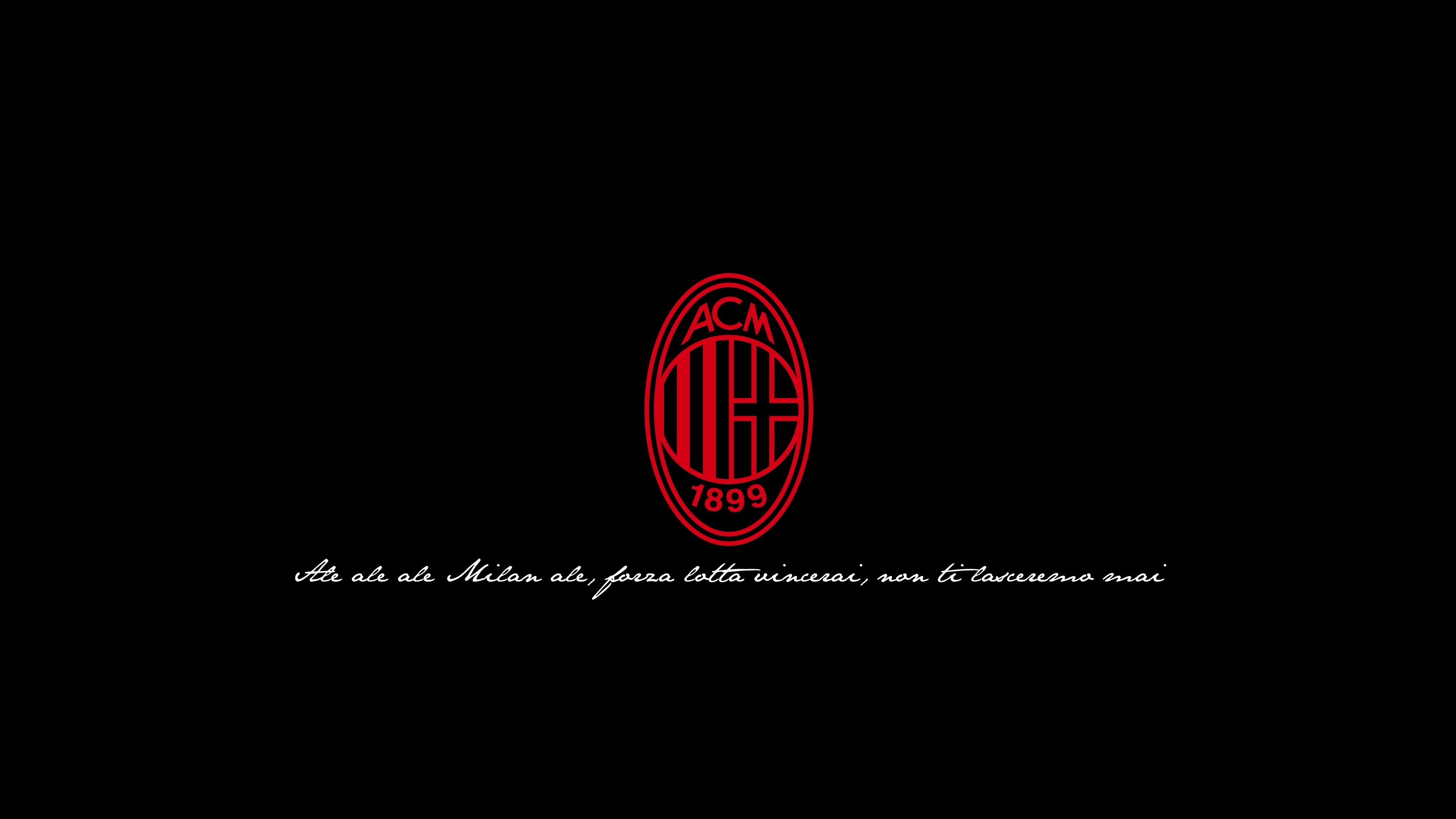 General 3840x2160 Milan soccer Italy logo text black background simple background minimalism Italian