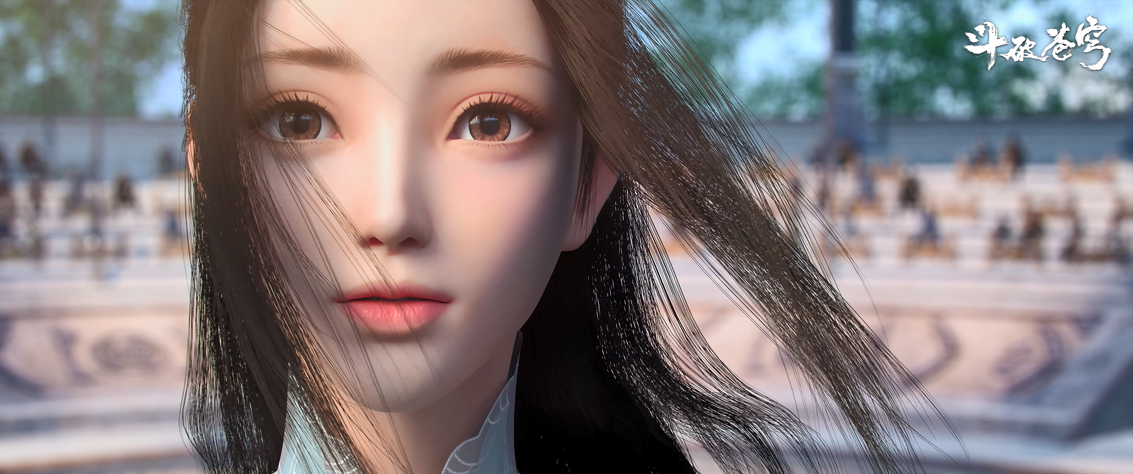 General 3840x1608 Battle Through the Heavens Xiao xun er Asian women long hair looking at viewer CGI blurred blurry background