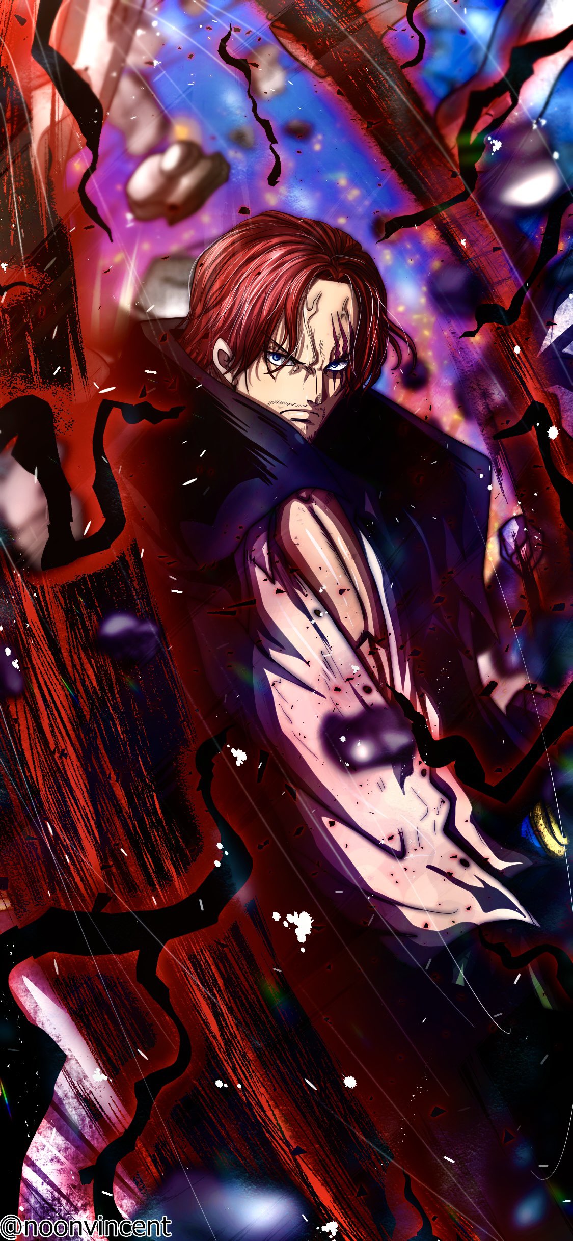 Anime 1125x2436 One Piece Shanks Yonkou vincentnoon looking at viewer redhead scars watermarked anime boys