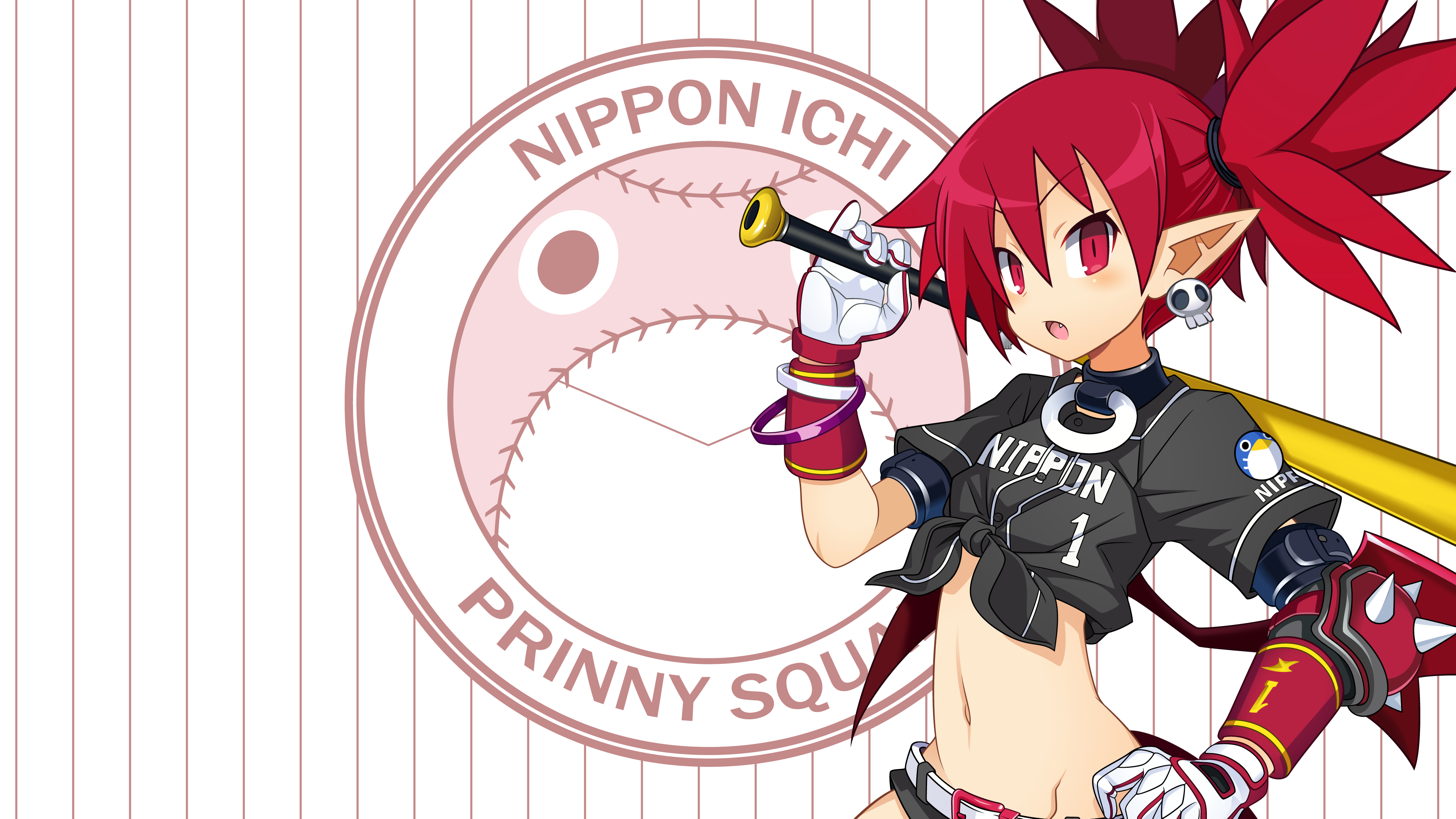 Anime 3840x2160 Etna Makai Senki Disgaea Disgaea video games baseball baseball bat pointy ears