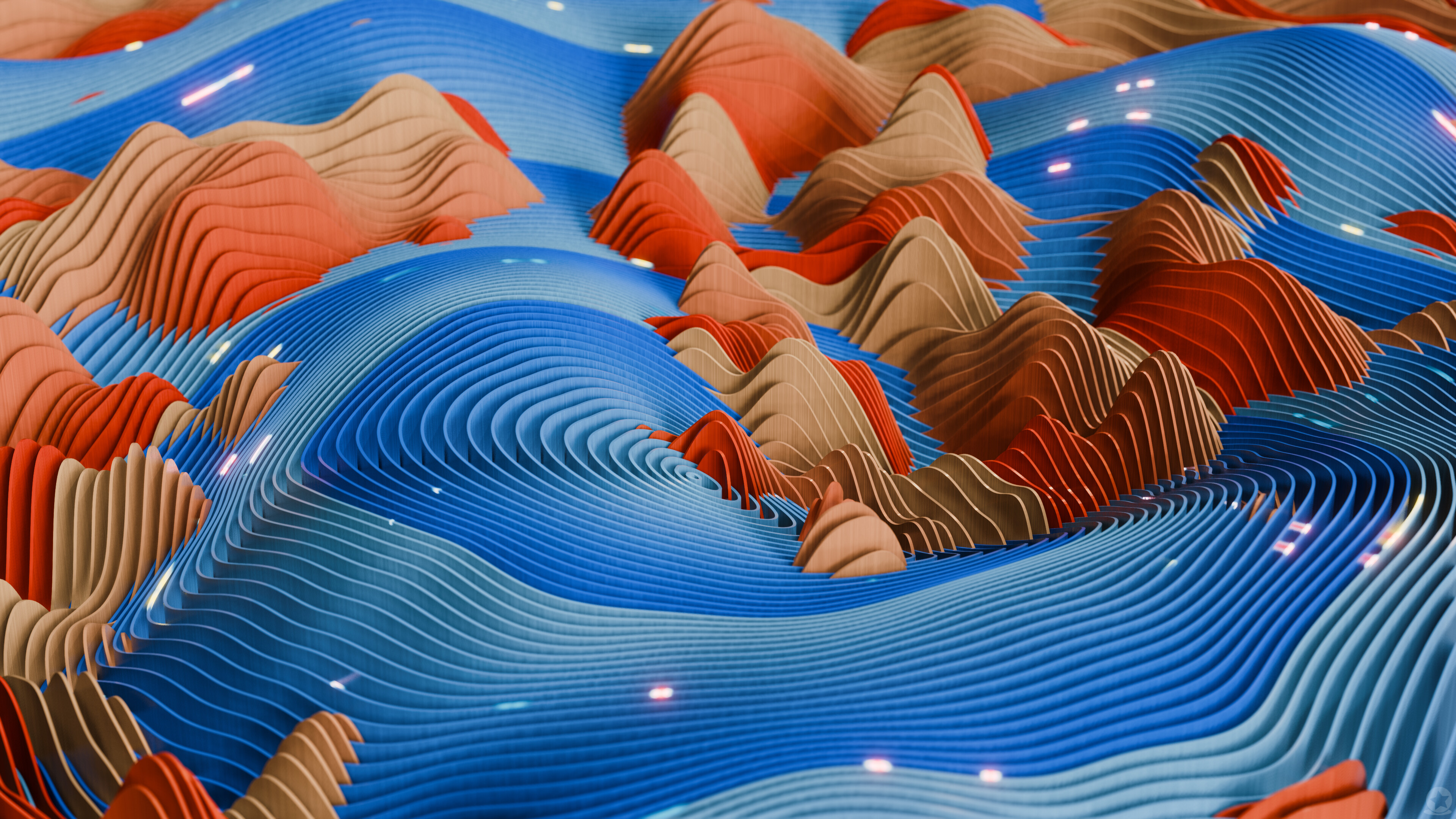 General 3840x2160 Blender abstract 3D Abstract colorful waveforms waves