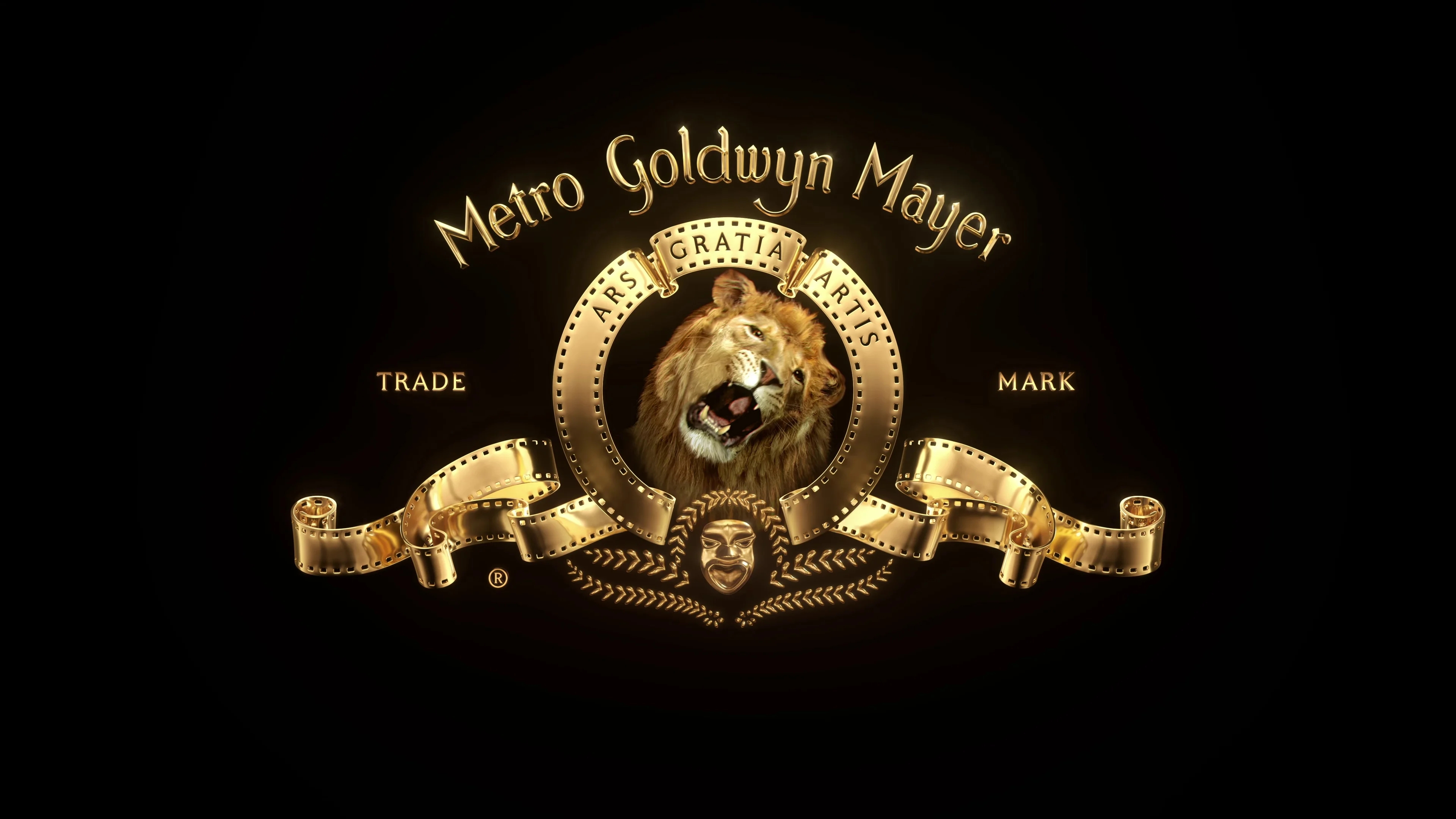General 3840x2160 Metro-Goldwyn-Mayer lion black background logo text goldenrod yellow