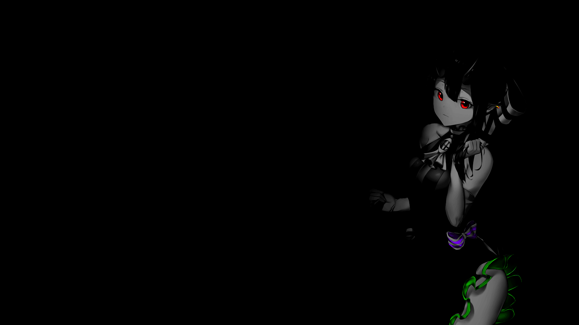 Anime 1920x1080 selective coloring anime girls monochrome simple background black background