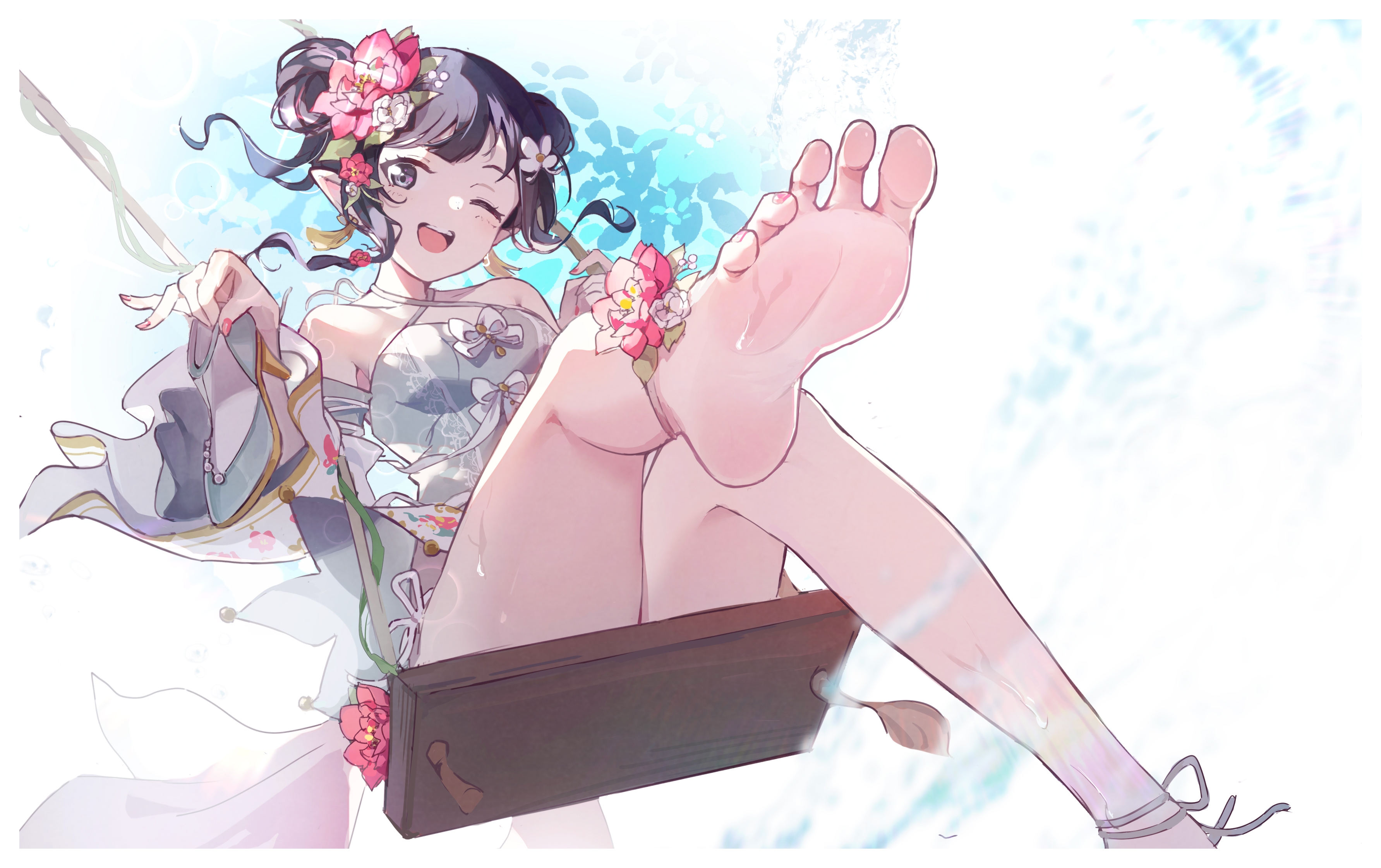 Anime 3567x2243 anime girls barefoot feet