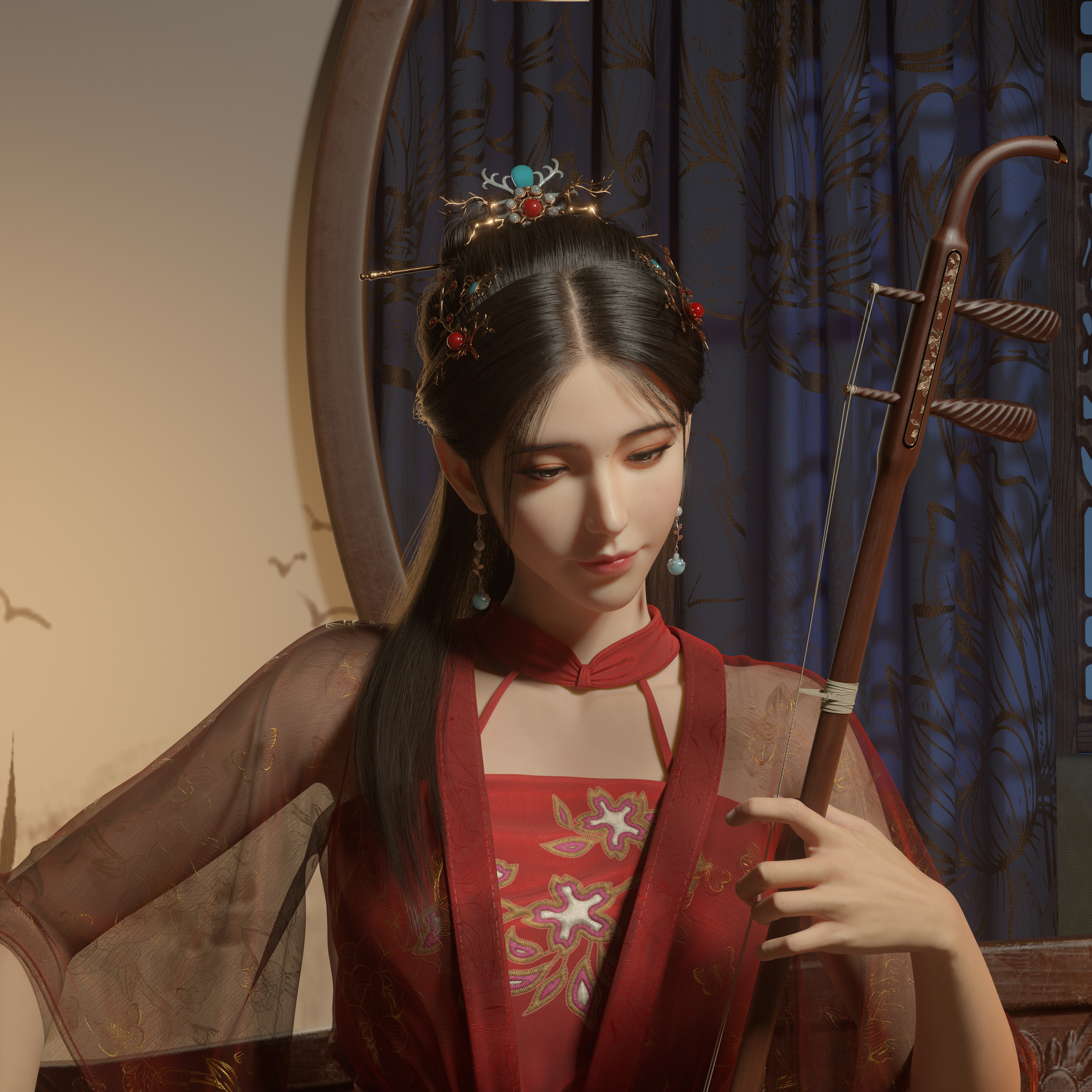General 3072x3072 Cifangyi CGI musical instrument women hair accessories glamour