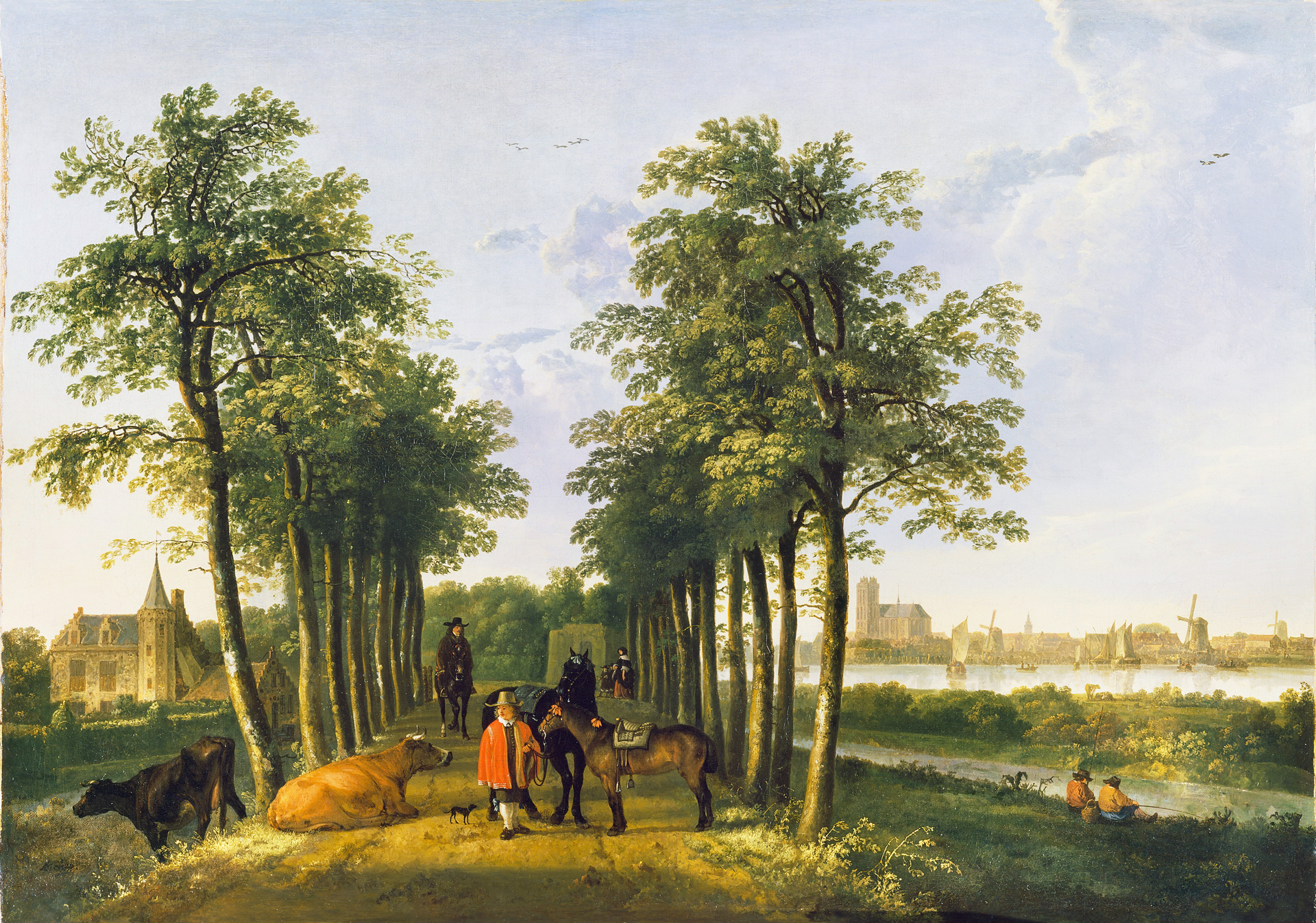 General 1920x1346 Aelbert Cuyp Oil on canvas trees landscape people animals painting artwork oil painting
