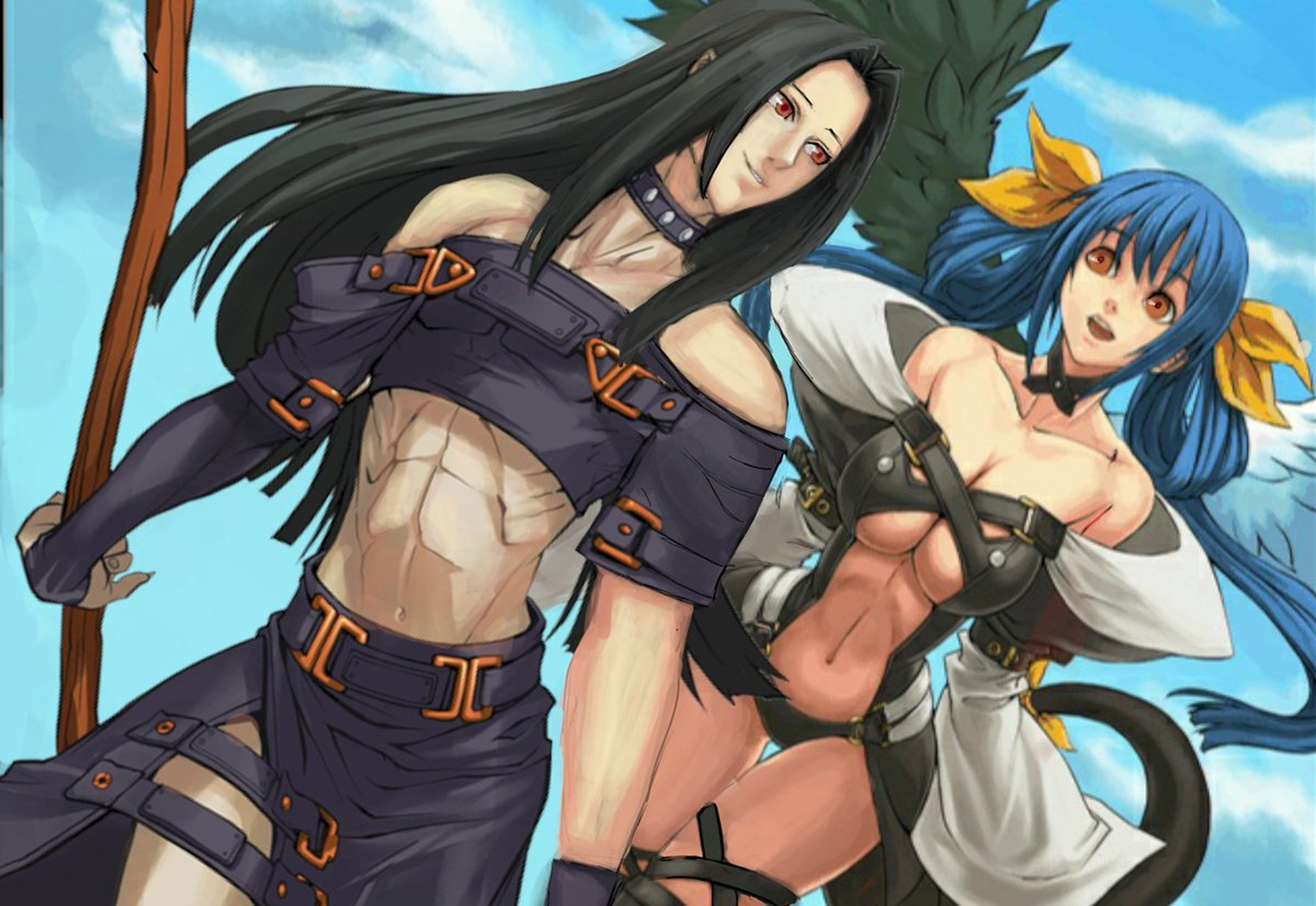 Anime 2424x1669 Guilty Gear XX Guilty Gear anime couple anime games video game art fighting games video games angel wings anime girl with wings anime girls Tesdizzy (guilty_gear) long hair