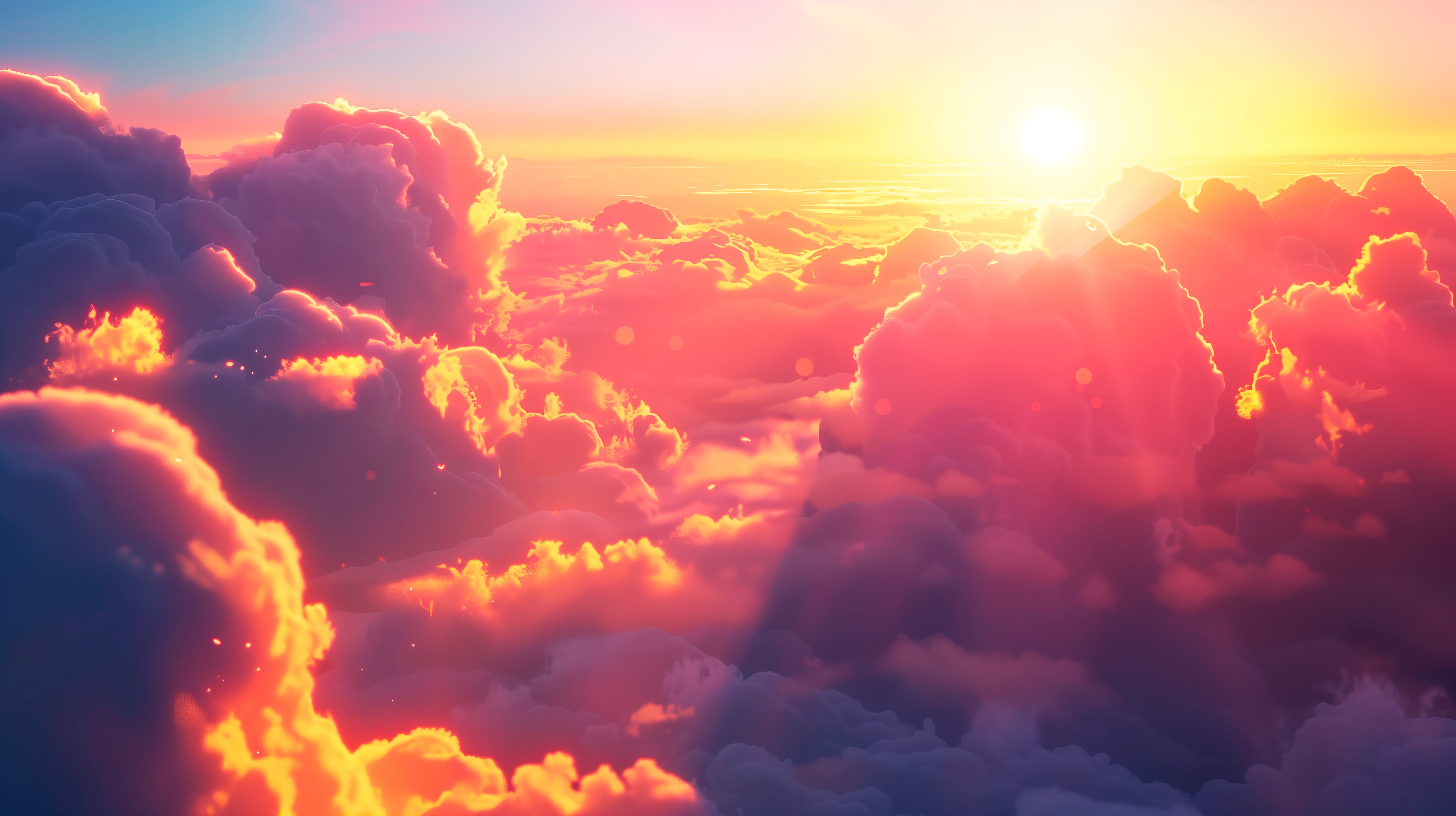 General 5824x3264 clouds sun rays digital art AI art sky sunset sunset glow sunlight