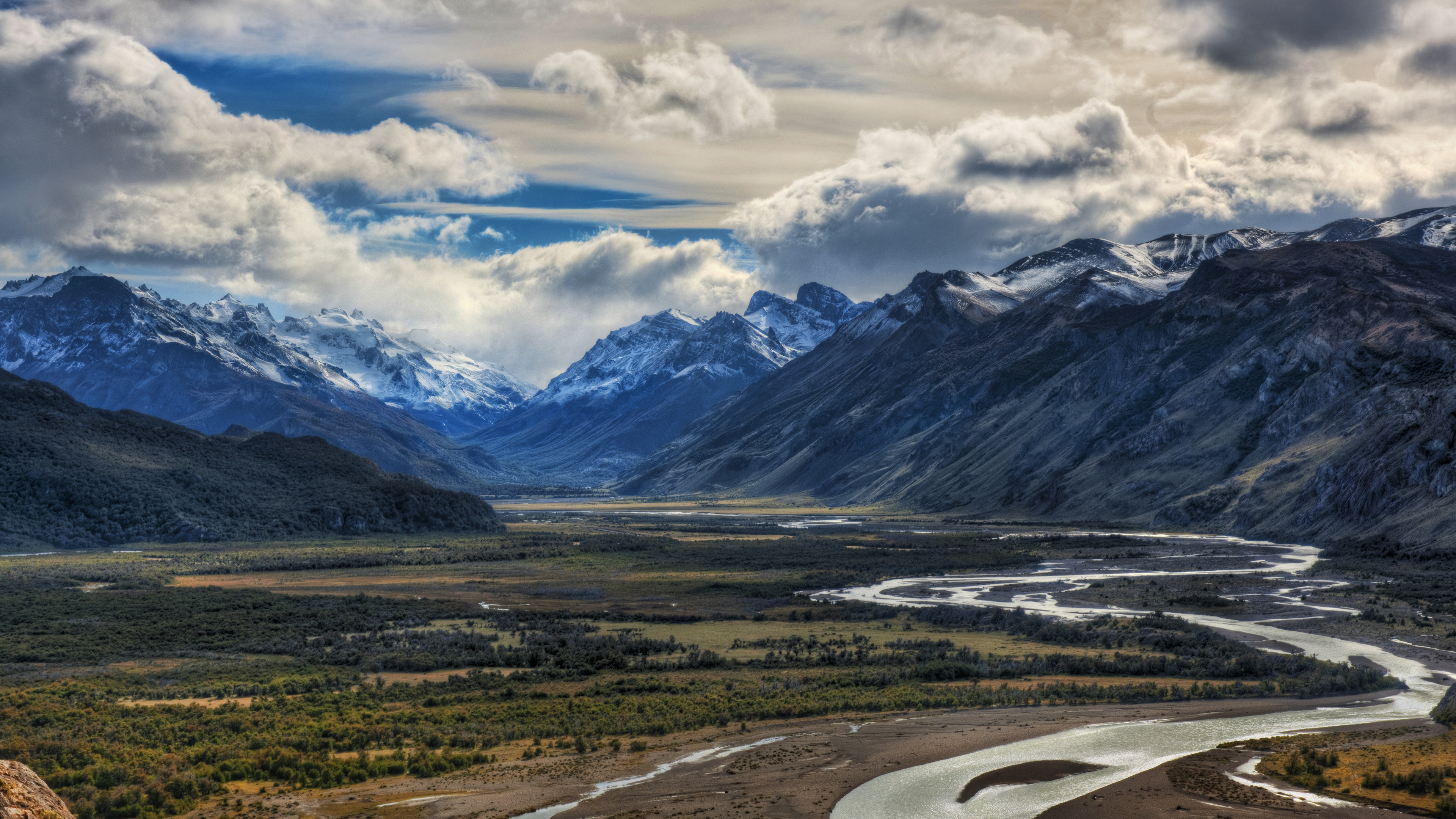 General 3840x2160 4K Trey Ratcliff photography Andes  mountains valley river sky clouds snow plants