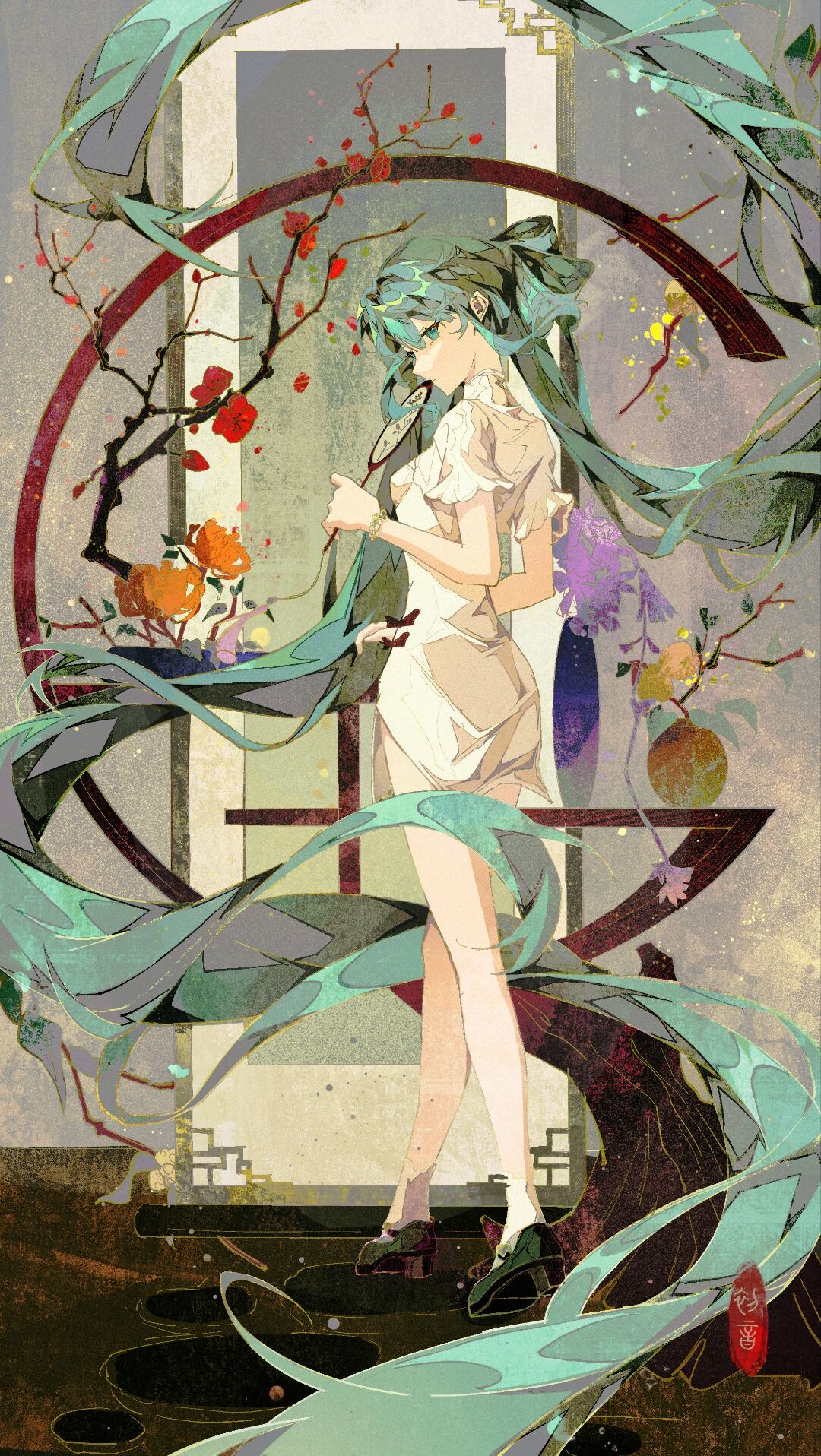 Anime 1080x1916 anime anime girls Hatsune Miku Vocaloid portrait display looking at viewer long hair heels twintails