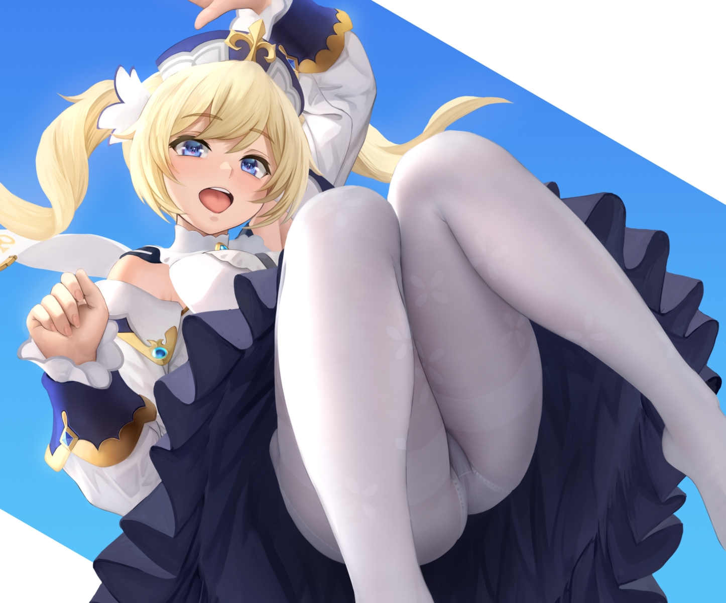 Blonde Blue Eyes Ass Anime Anime Girls Pantyhose Upskirt Panties Twintails Barbara