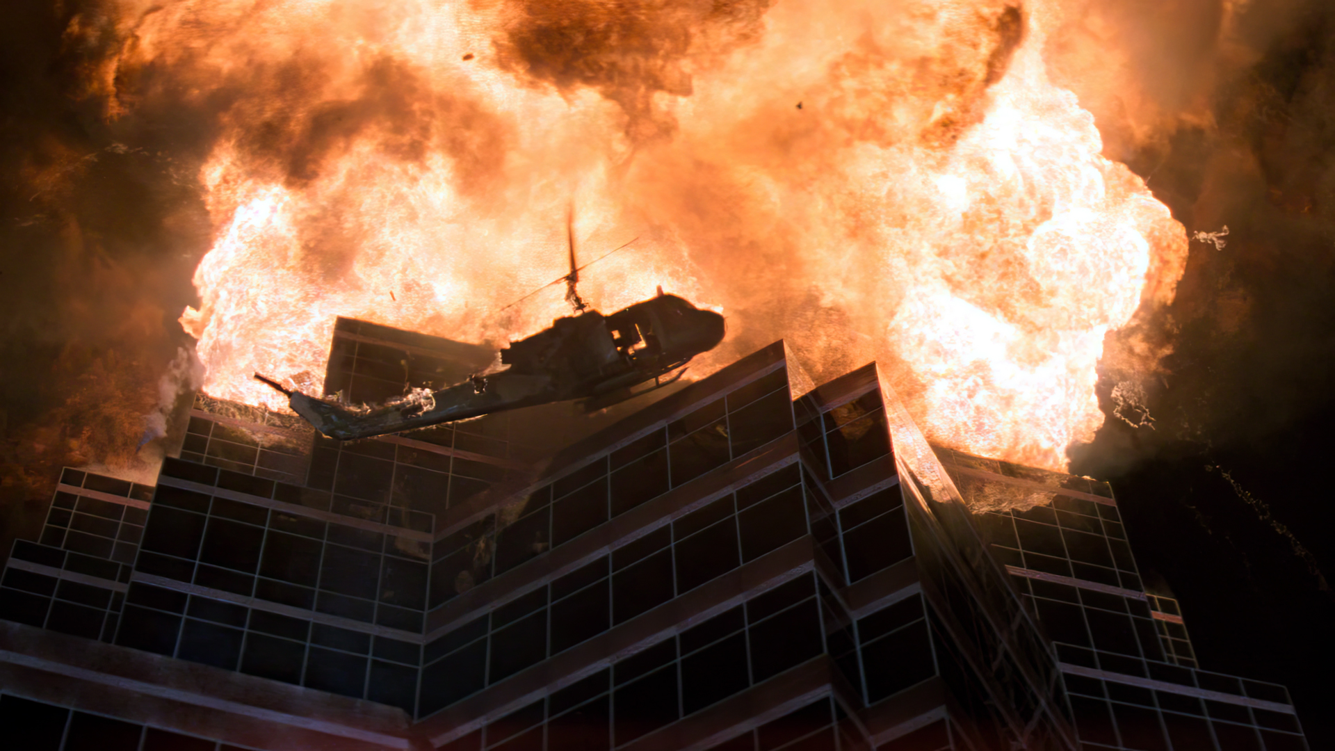 General 1920x1080 Die Hard movies film stills helicopters explosion skyscraper fire