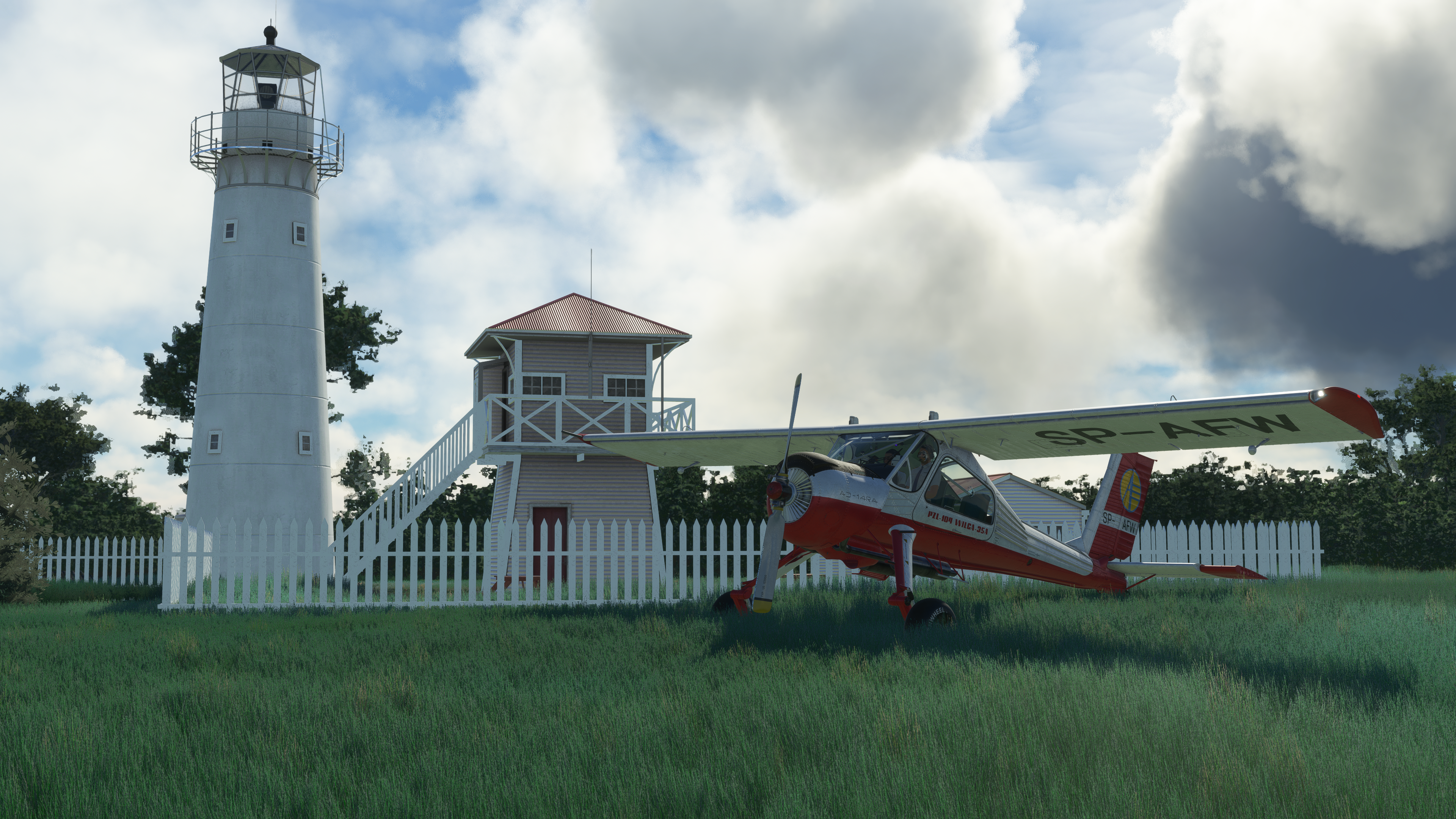General 3840x2160 aircraft airplane propeller lighthouse grass Microsoft Flight Simulator 2020 flight simulator Microsoft Flight Simulator PC gaming video games sky clouds CGI