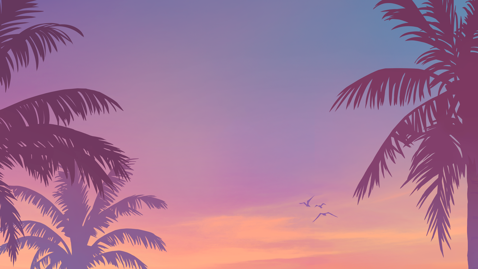 General 1920x1080 Grand Theft Auto VI PC gaming video game art video games palm trees Grand Theft Auto sky birds Grand Theft Auto V sunset sunset glow minimalism