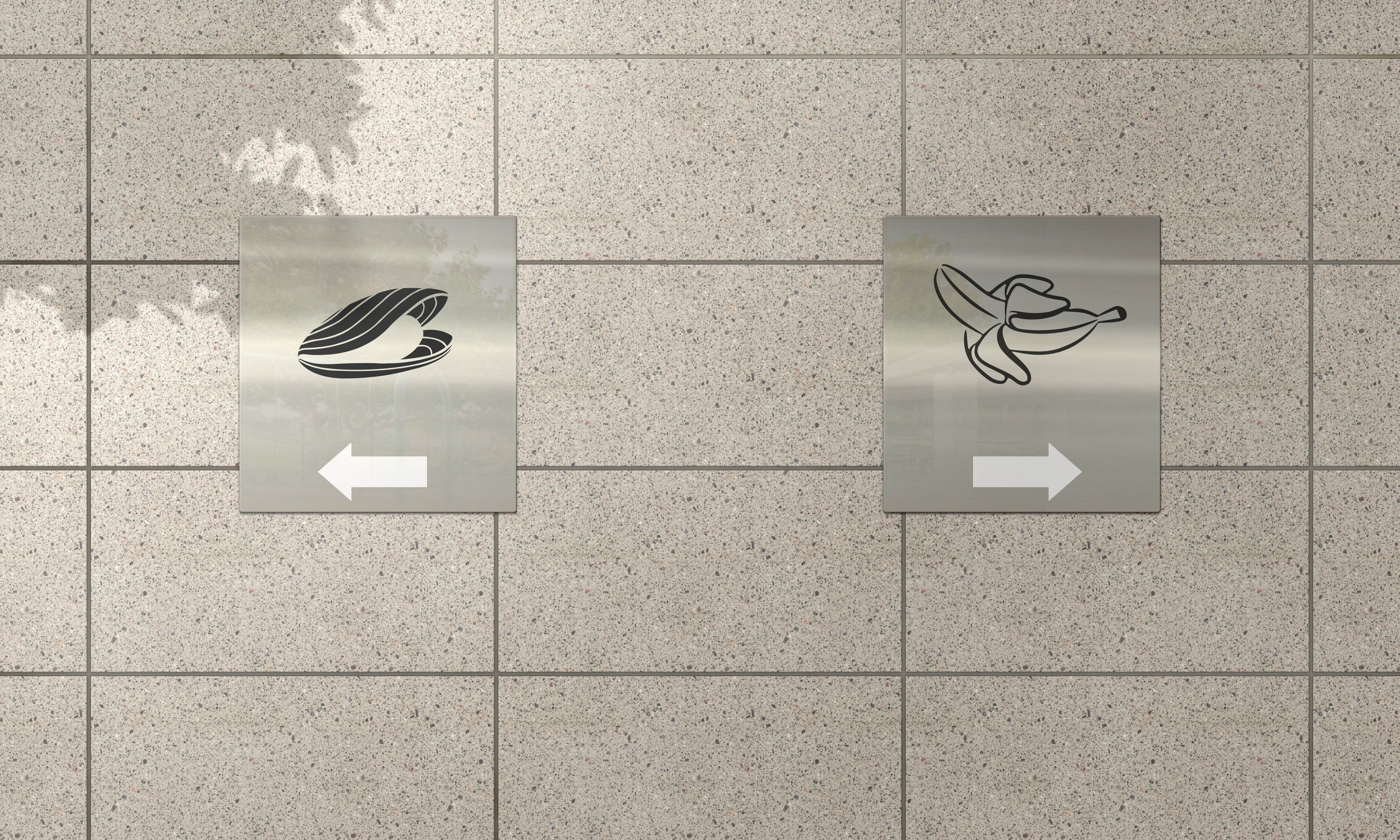 General 5000x3000 public restroom signs park digital art arrow (design) clam bananas fruit
