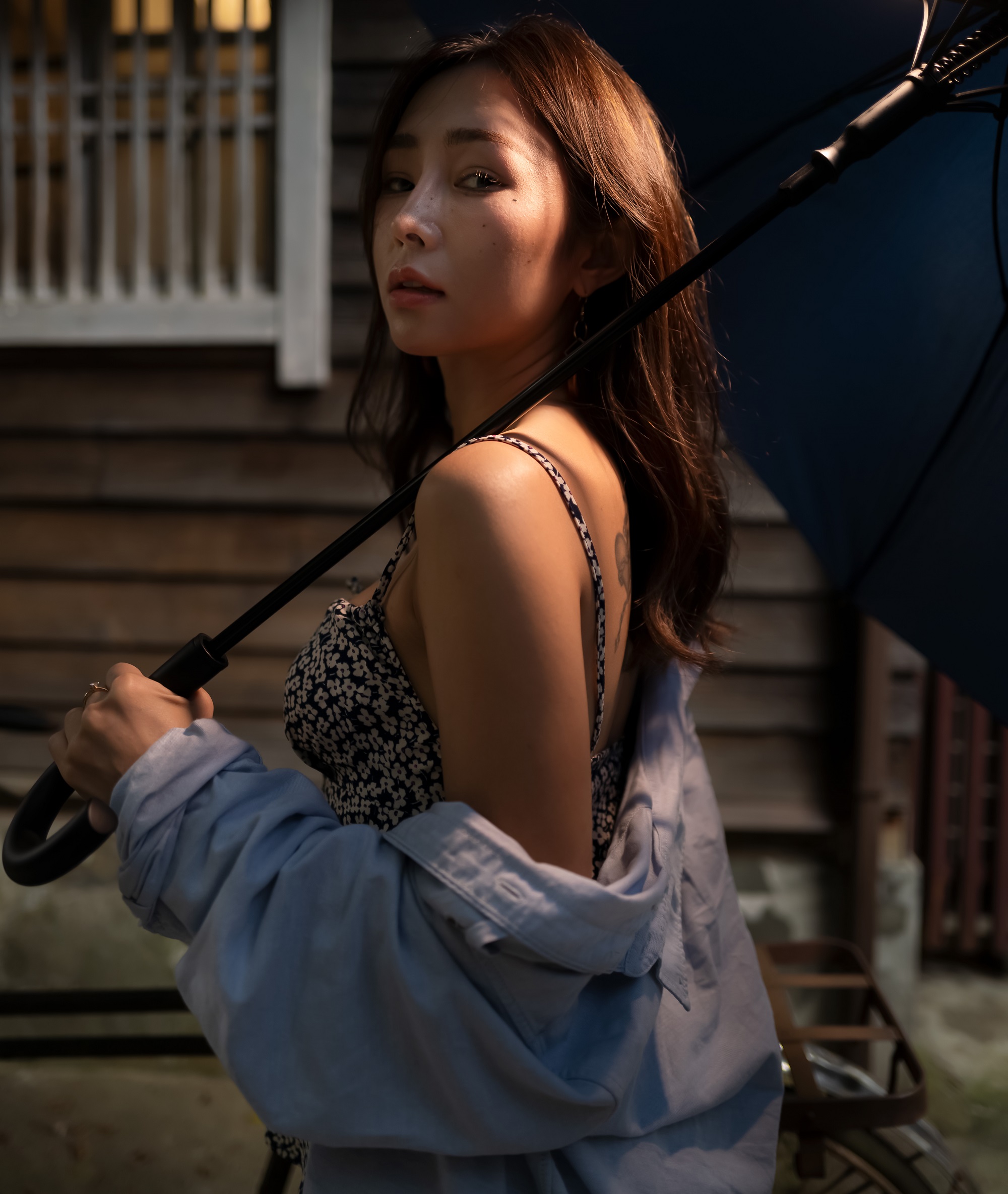 People 2000x2367 Chou Hsuan Yung women Asian portrait open shirt umbrella