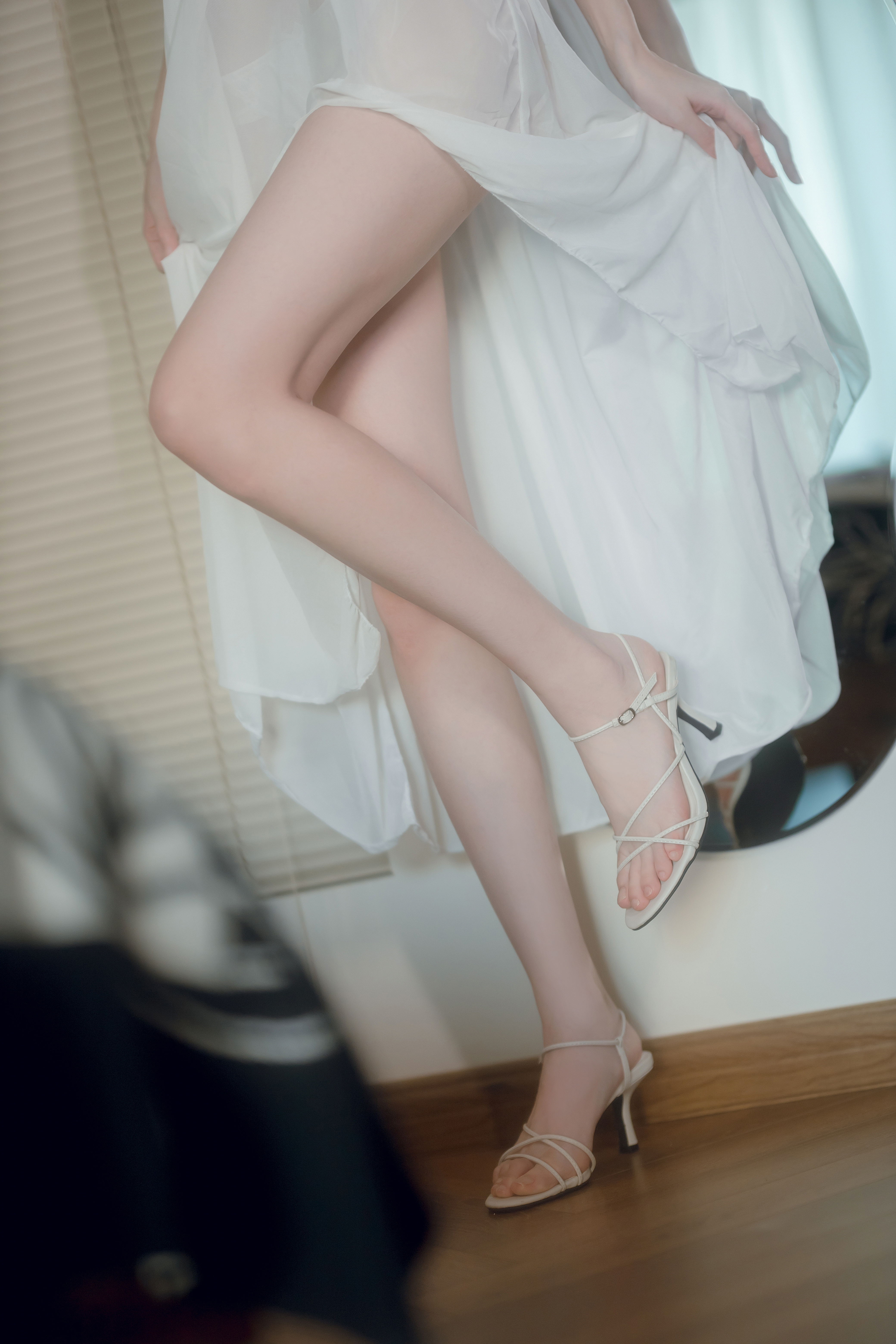 People 4160x6240 high heels white dress dress barefoot Asian