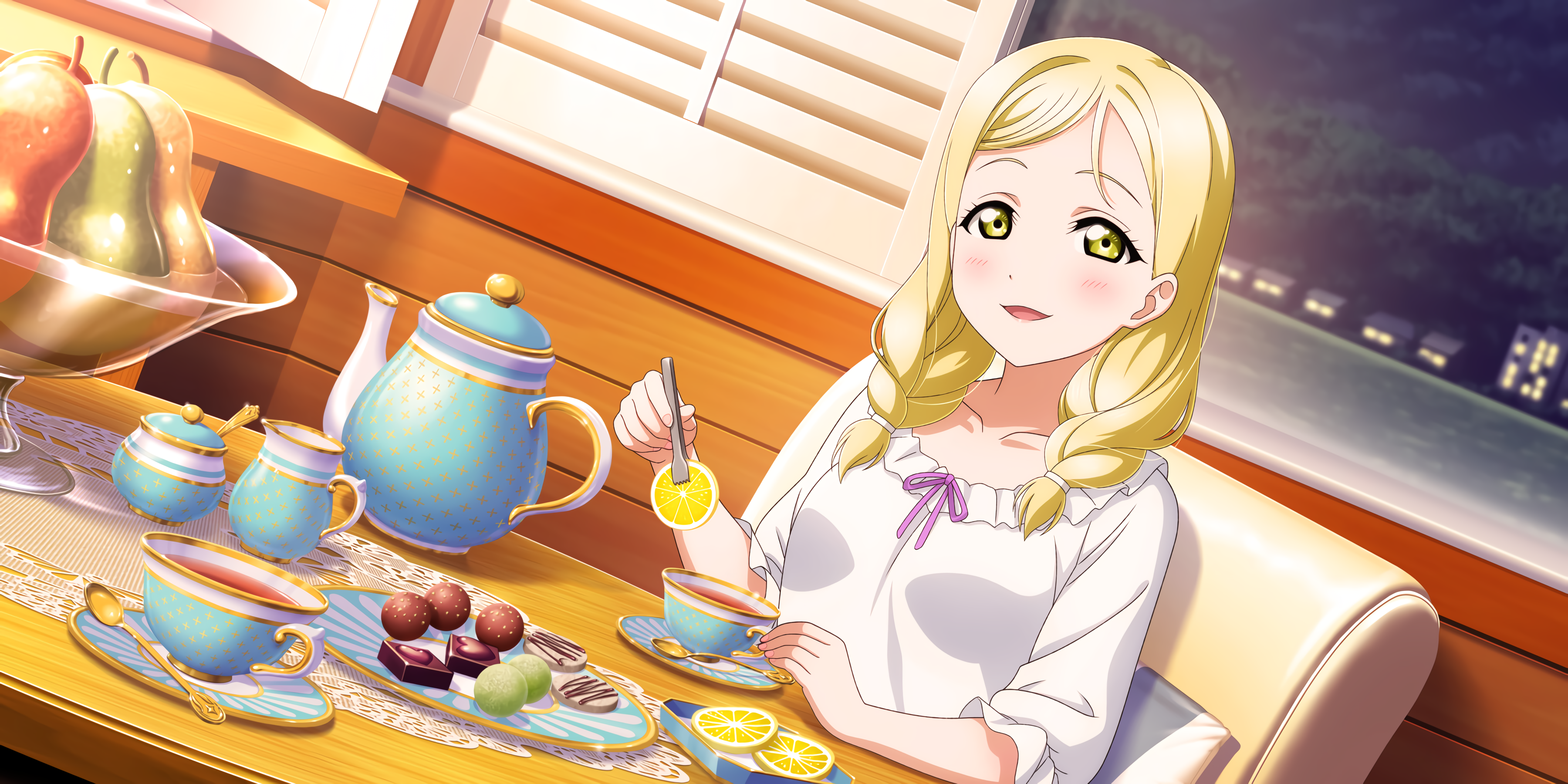 Anime 3600x1800 Ohara Mari Love Live! Sunshine Love Live! anime anime girls blonde yellow eyes sweets lemons