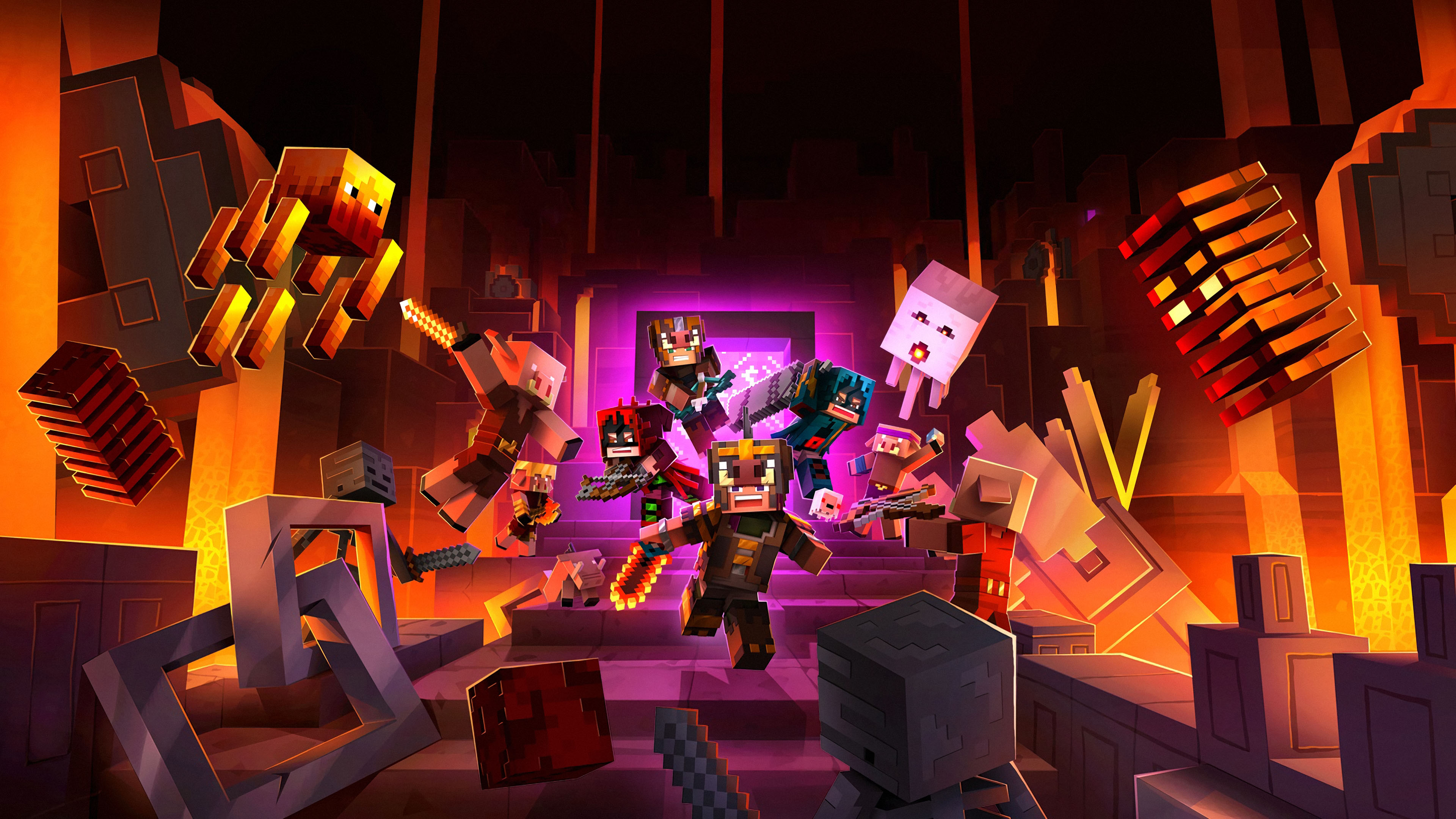 General 3840x2160 Minecraft Minecraft Dungeons Minecraft: Nether Blaze (Minecraft) Ghast (Minecraft) Magma Cube (Minecraft) Piglin (Minecraft) Hoglin (Minecraft) 4K video games Mojang video game characters