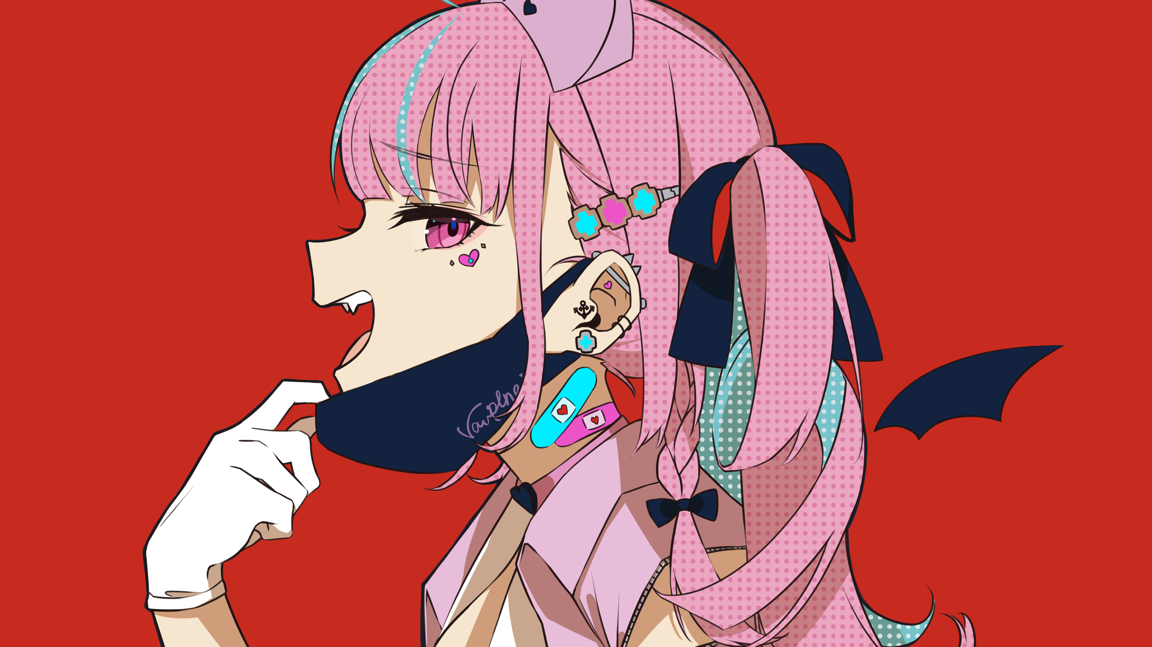 Anime 3859x2170 anime anime girls pink hair bangs gloves pink eyes vampires mask Minato Aqua Hololive Virtual Youtuber