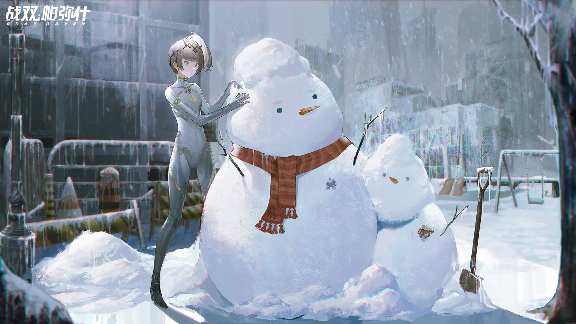 Anime 1920x1080 Punishing: Gray Raven anime games anime girls snowman snow