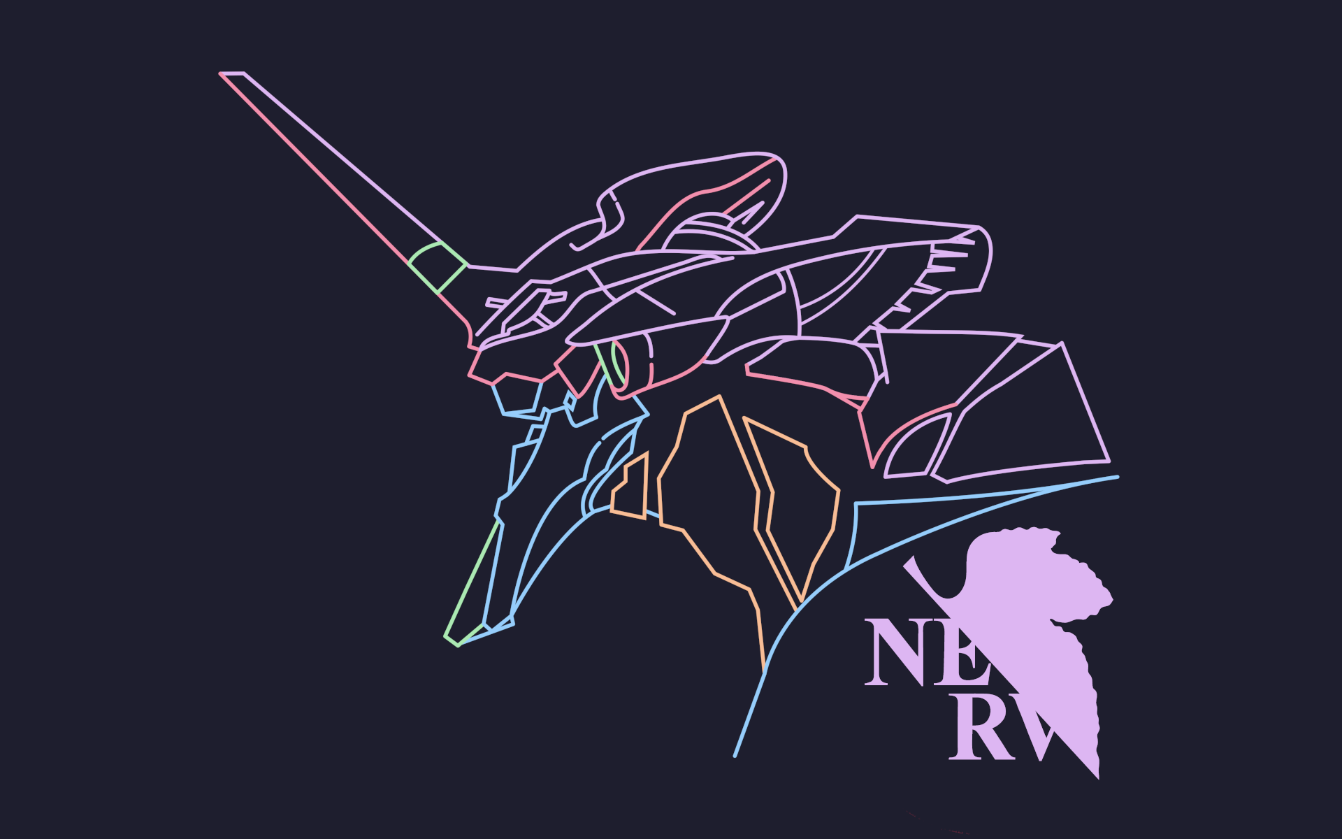 Anime 1920x1200 EVA Unit 01 outline Nerv purple background Neon Genesis Evangelion